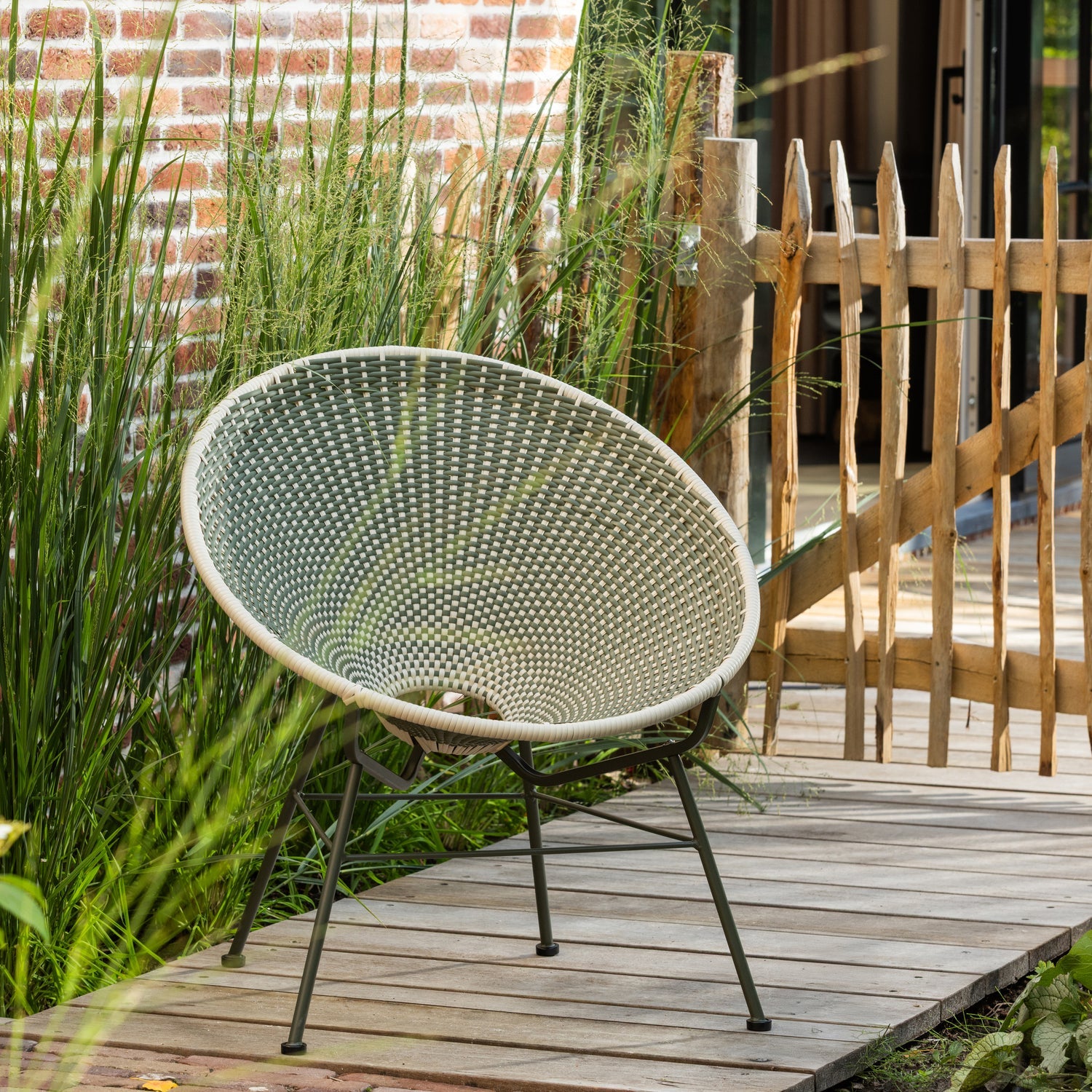 KAZOUN GARDEN LOUNGE CHAIR WICKER GREEN