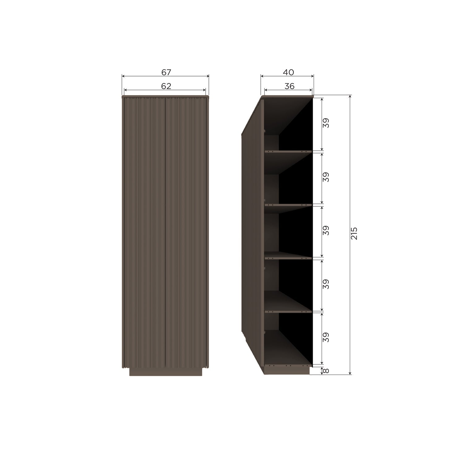 NOVA HIGH STORAGE CABINET PINE TRUFFLE BROWN [fsc]
