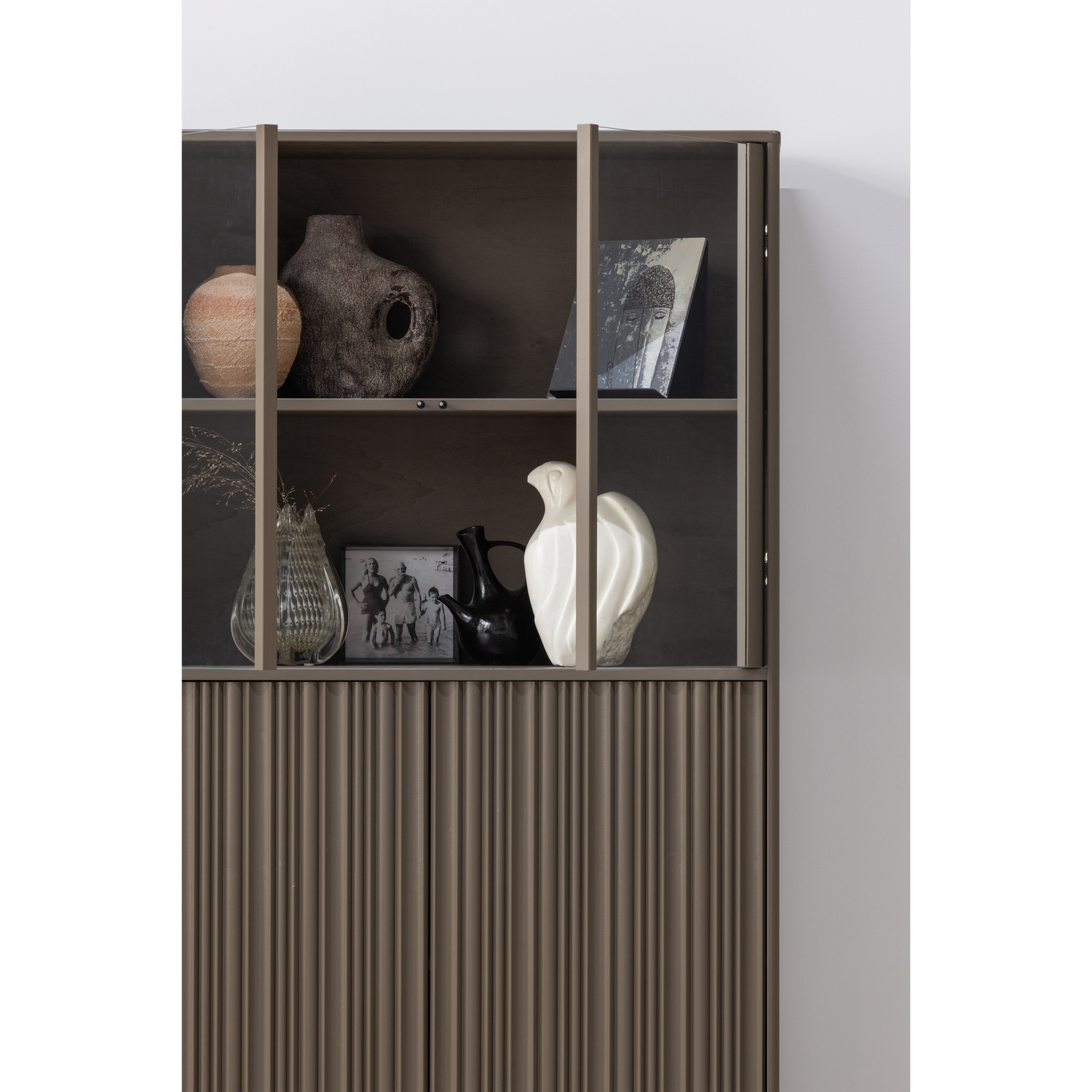 NOVA LOW DISPLAY CABINET PINE TRUFFLE BROWN [fsc]