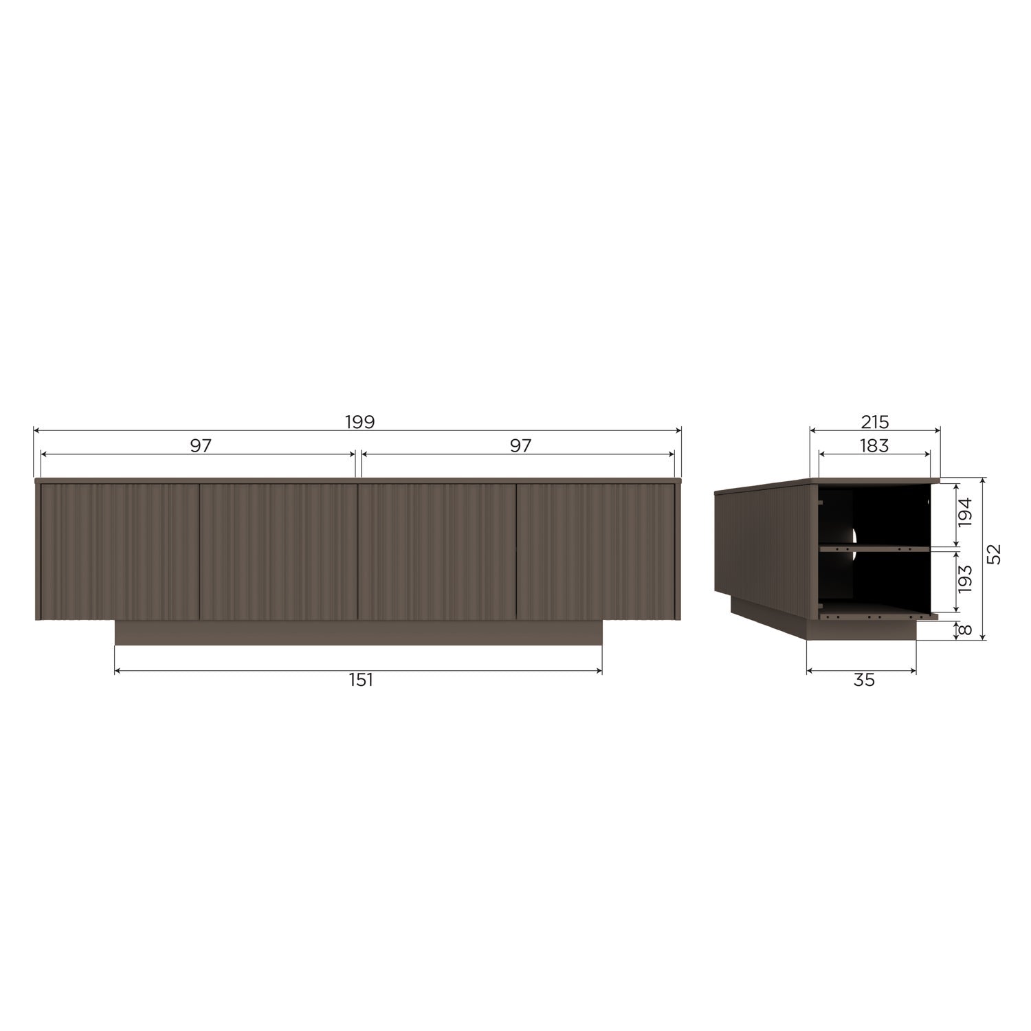 NOVA TV UNIT 200 CM PINE TRUFFLE BROWN [fsc]