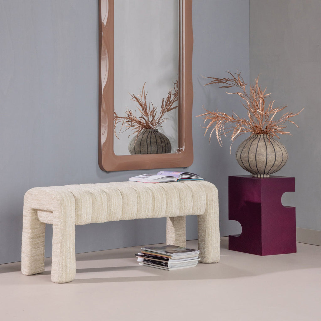 FREX UPHOLSTERED BENCH BOUCLE NATURAL [fsc]