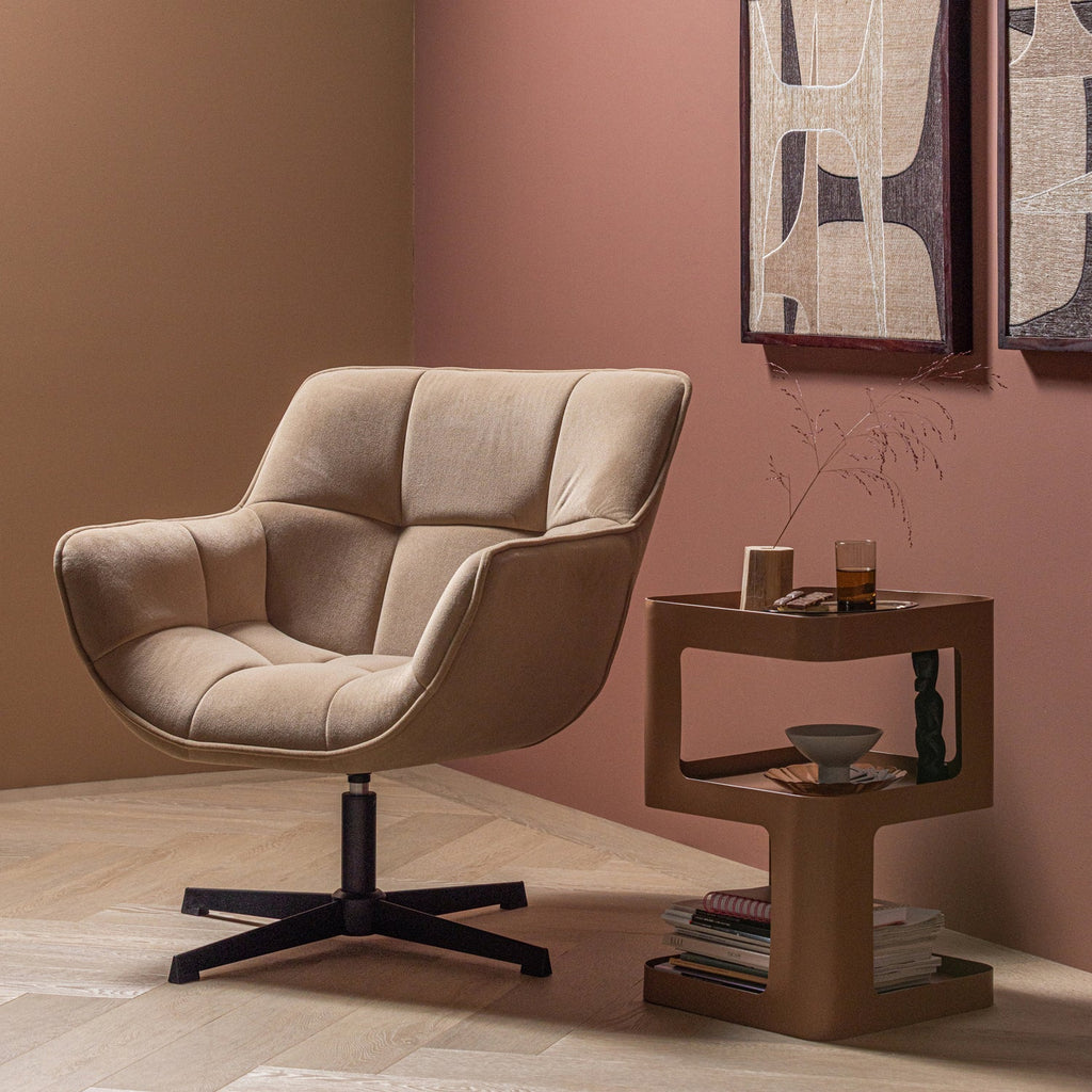 WIBO SWIVEL ARMCHAIR MATT VELVET NATURAL [fsc]