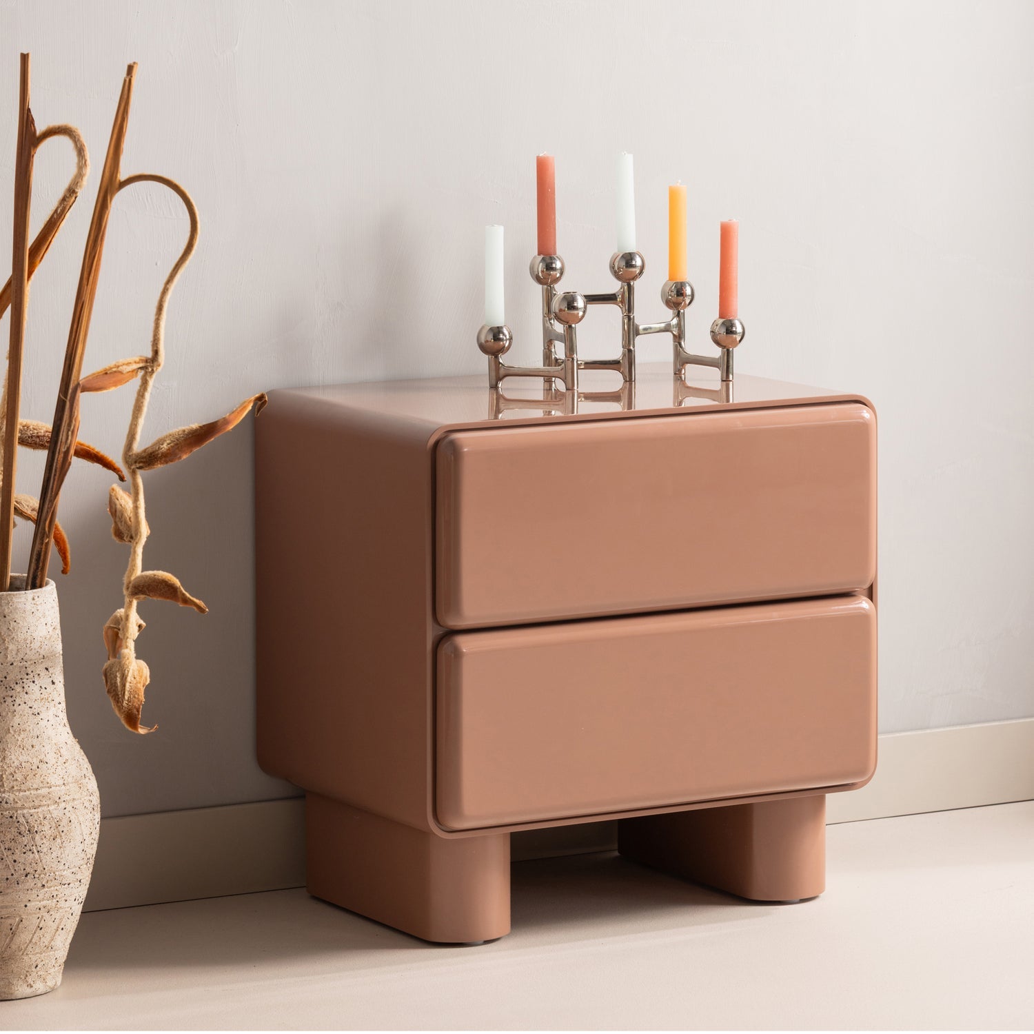 LUSTRA DRESSER/NIGHT STAND WOOD GLOSS OLD PINK [fsc]