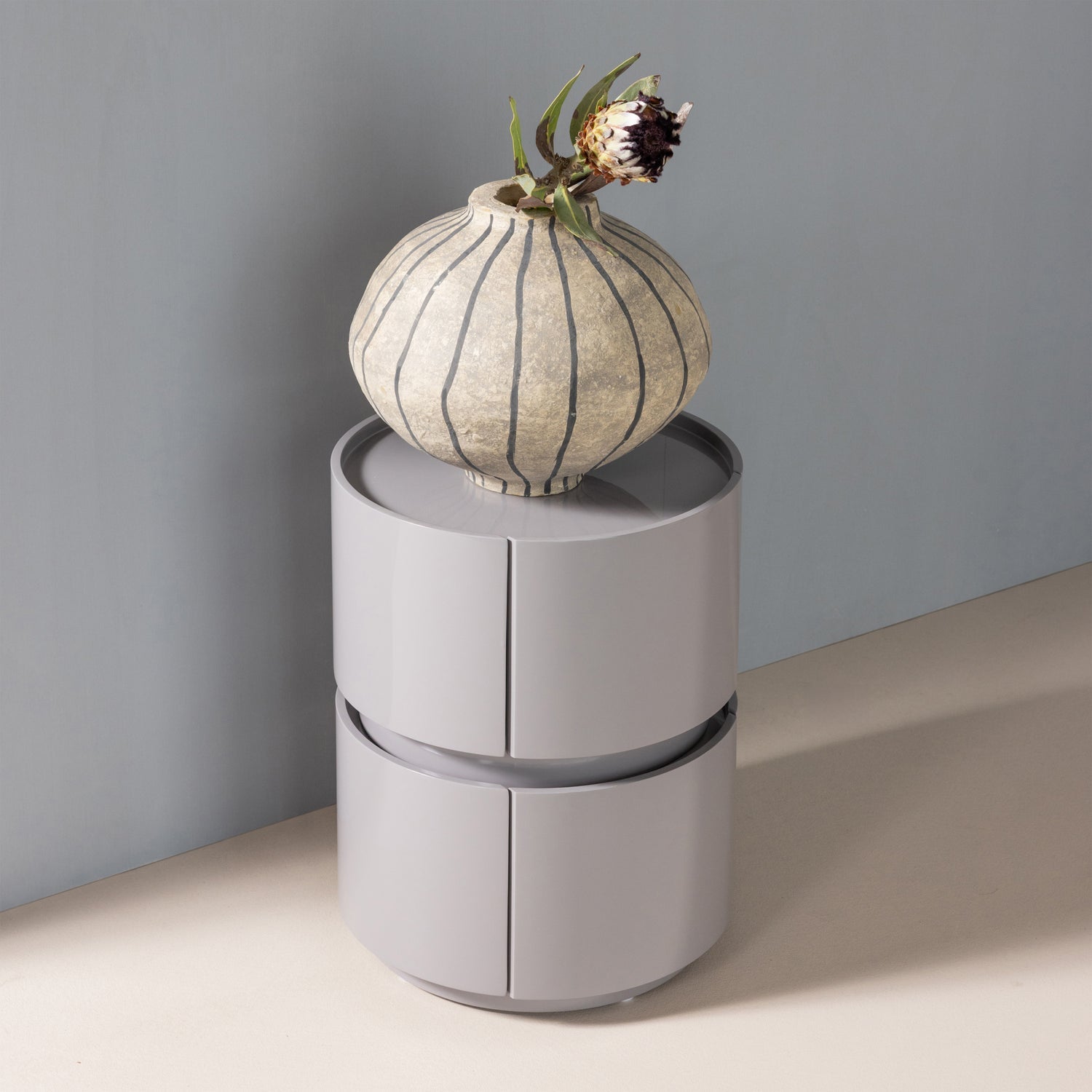 LUNEX DRESSER/NIGHT STAND WOOD GLOSS LIGHT GREY [fsc]