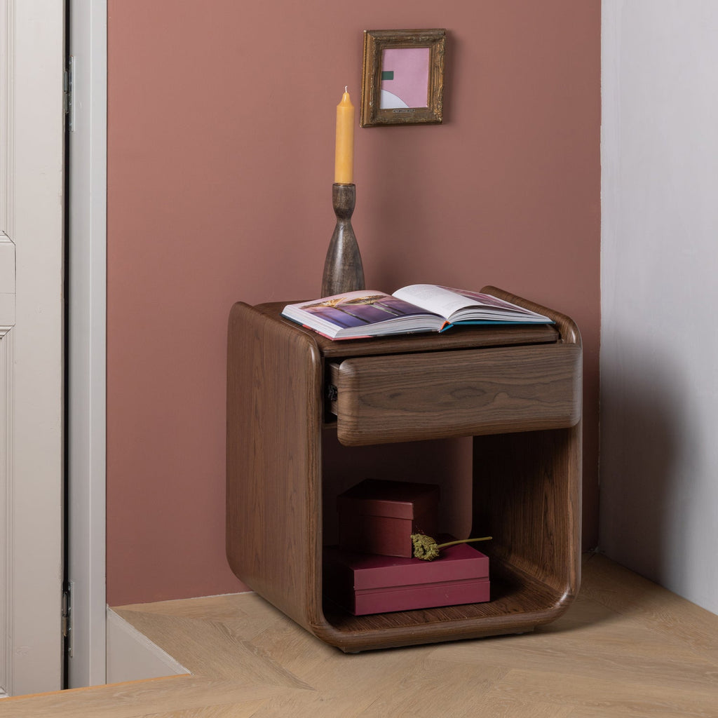 ELURA DRESSER/NIGHT STAND 1 DRAWER WOOD VENEER BROWN