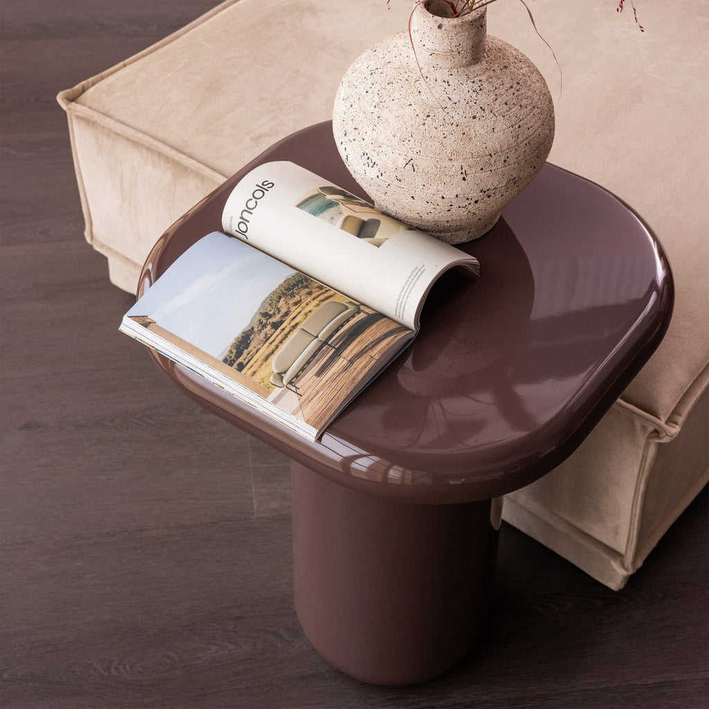 ZAVA SIDE TABLE WOOD HIGH GLOSS DARK BROWN [fsc]