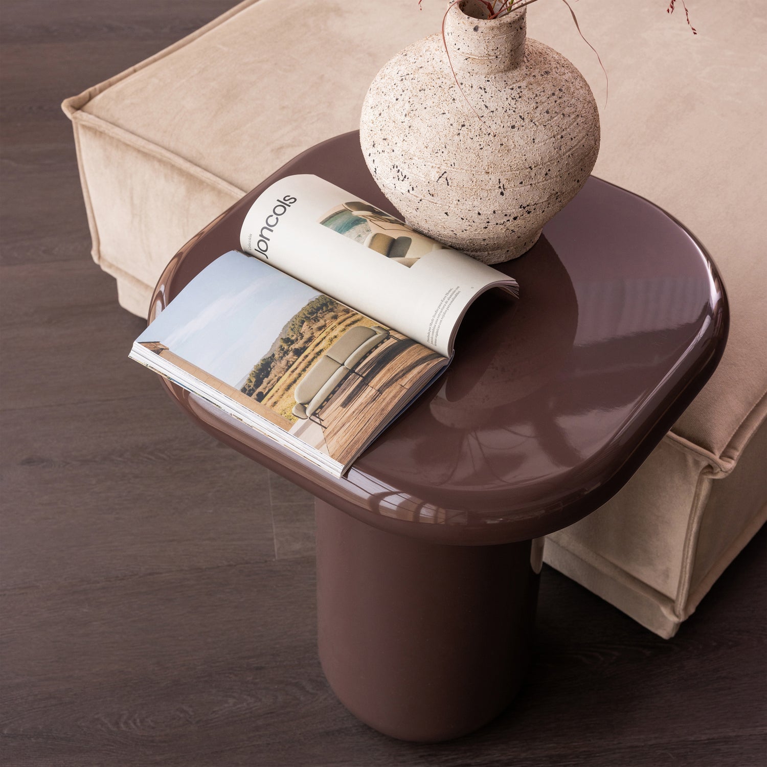 ZAVA SIDE TABLE WOOD HIGH GLOSS DARK BROWN [fsc]