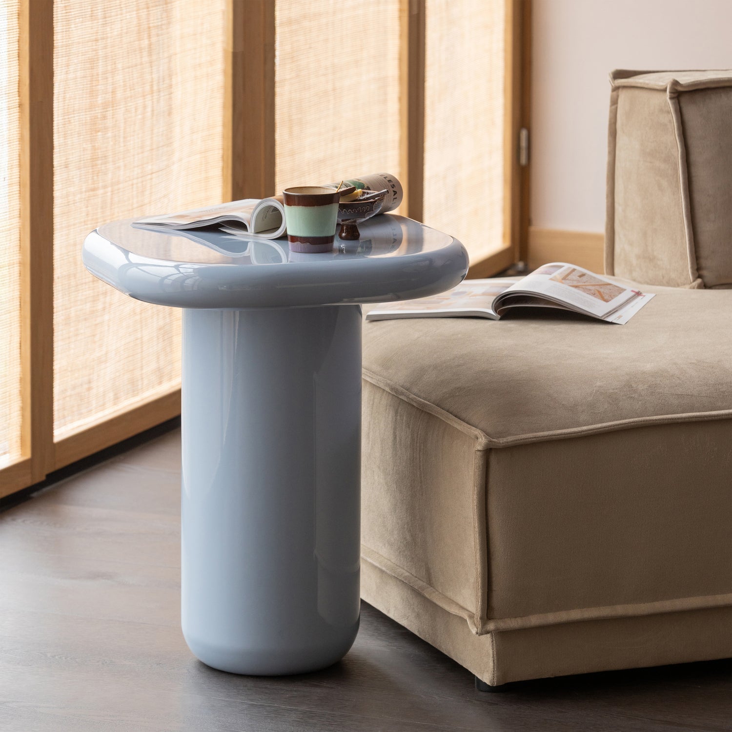 ZAVA SIDE TABLE WOOD HIGH GLOSS LIGHT BLUE [fsc]