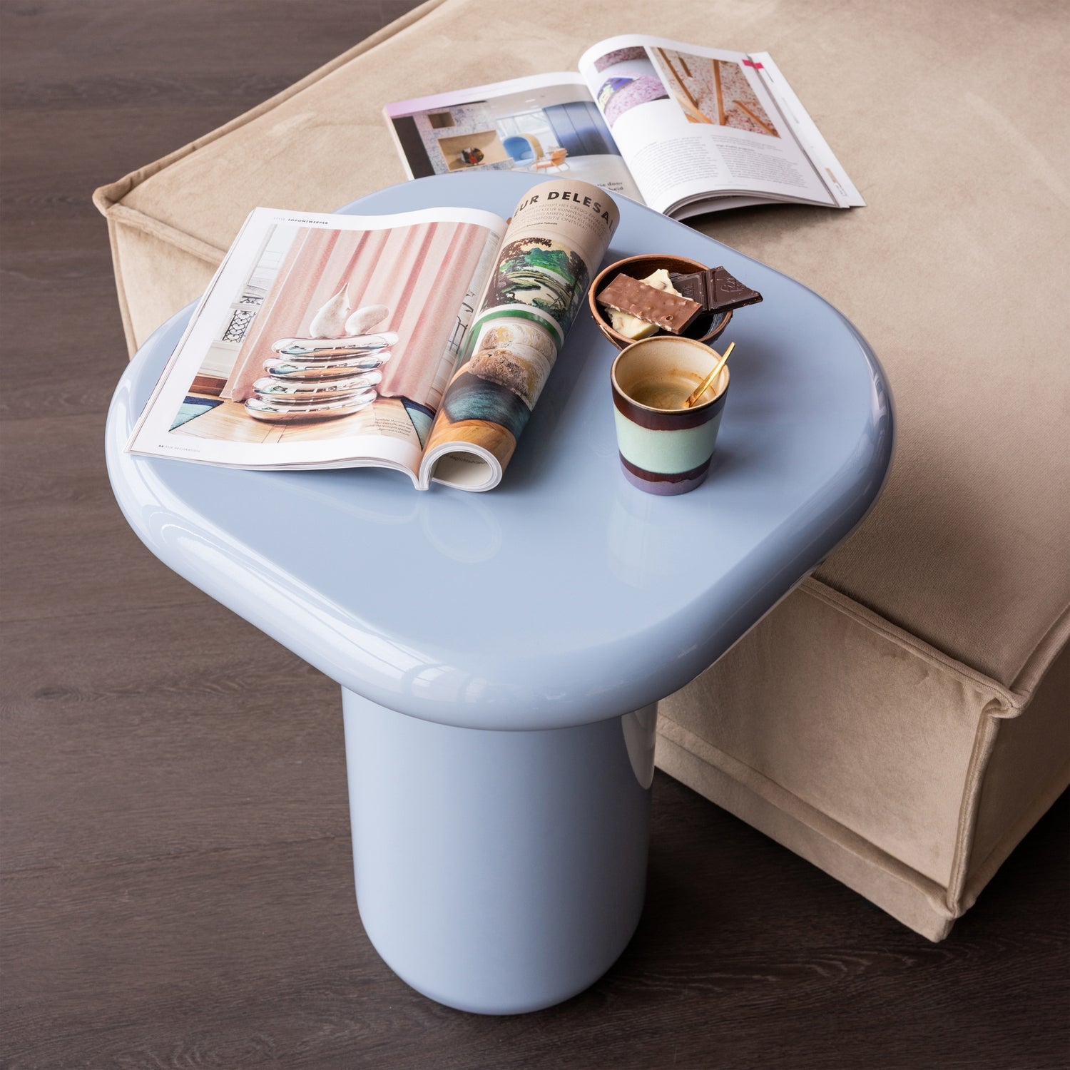 ZAVA SIDE TABLE WOOD HIGH GLOSS LIGHT BLUE [fsc]