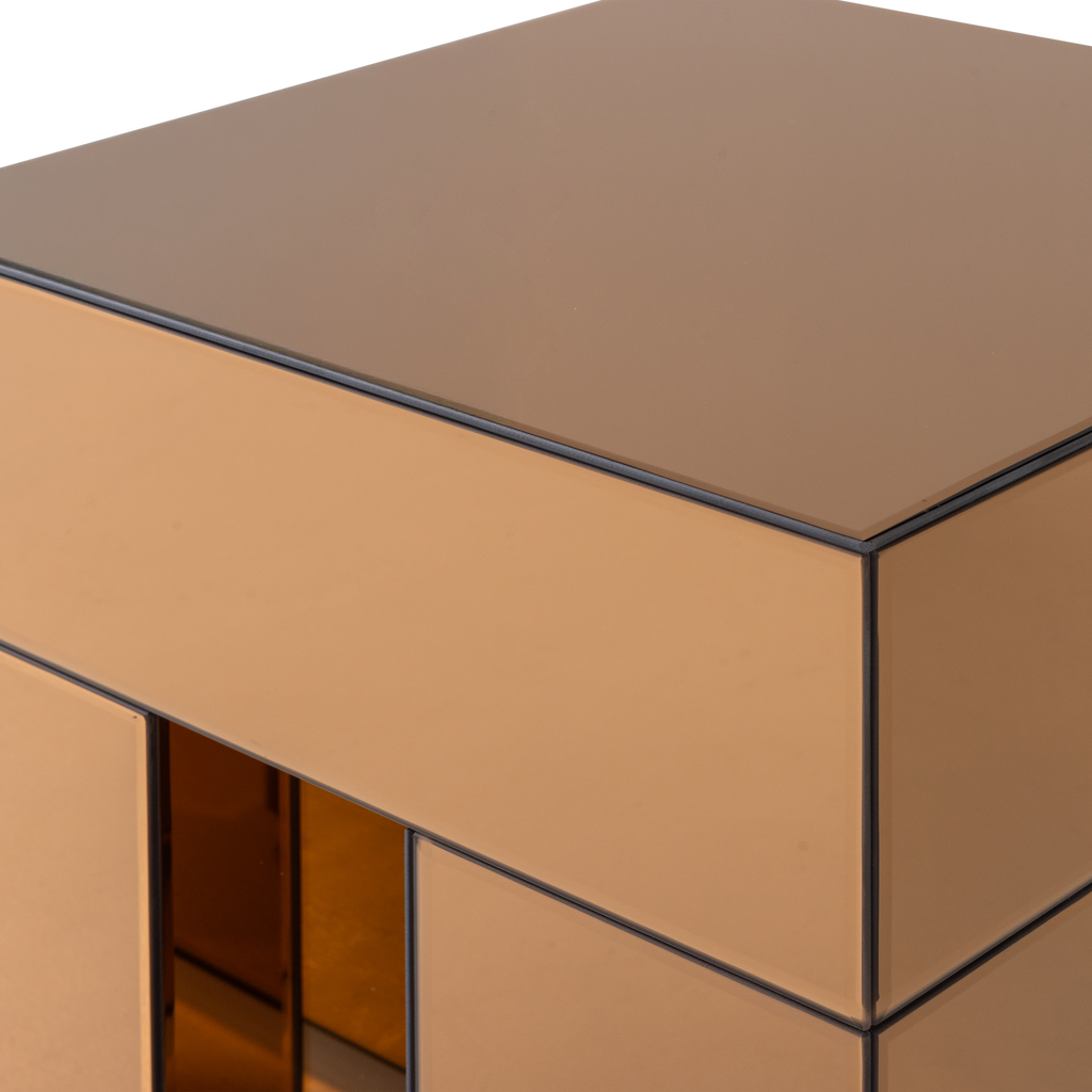 MIRROX SIDE TABLE WOOD MIRROR GLASS BROWN [fsc]