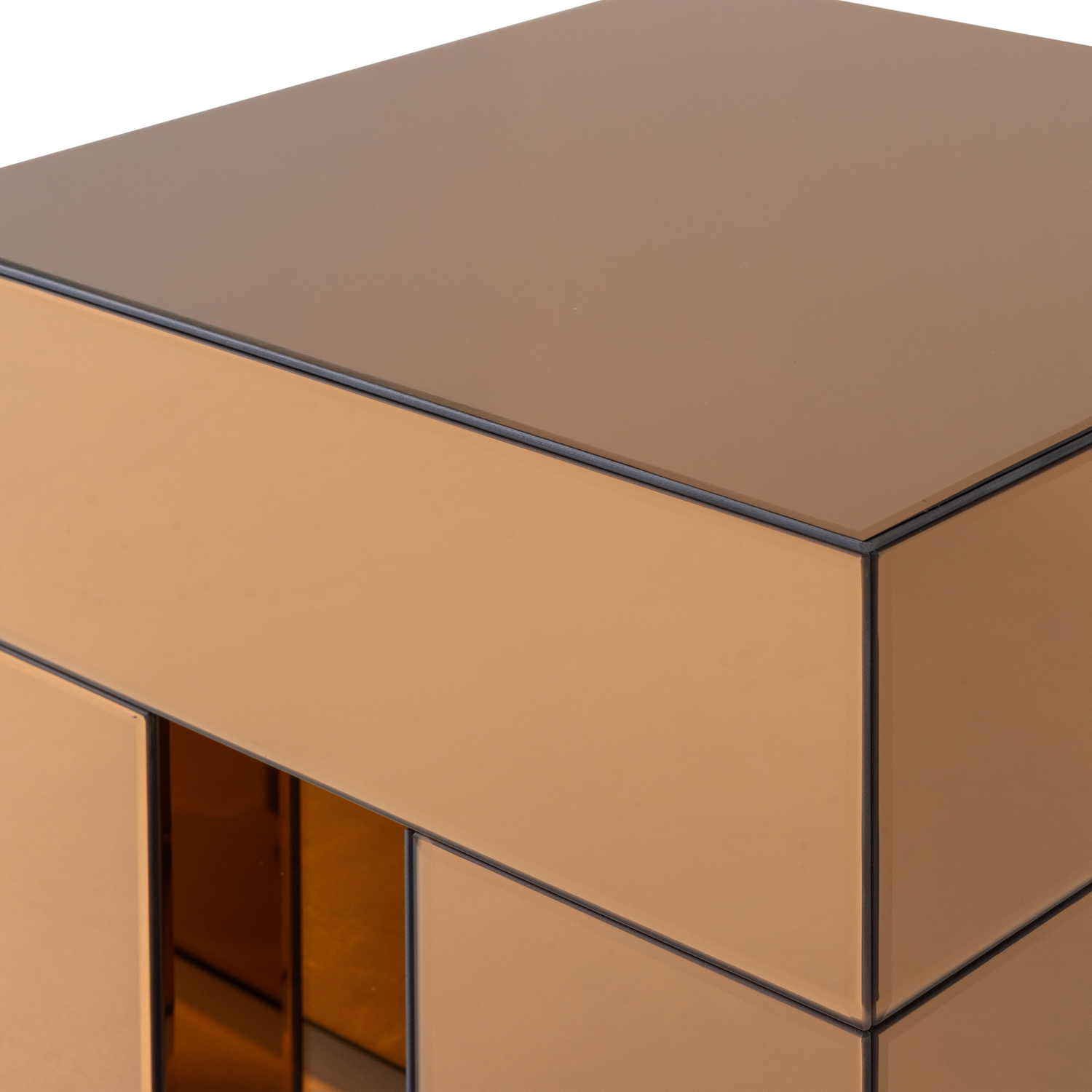 MIRROX SIDE TABLE WOOD MIRROR GLASS BROWN [fsc]