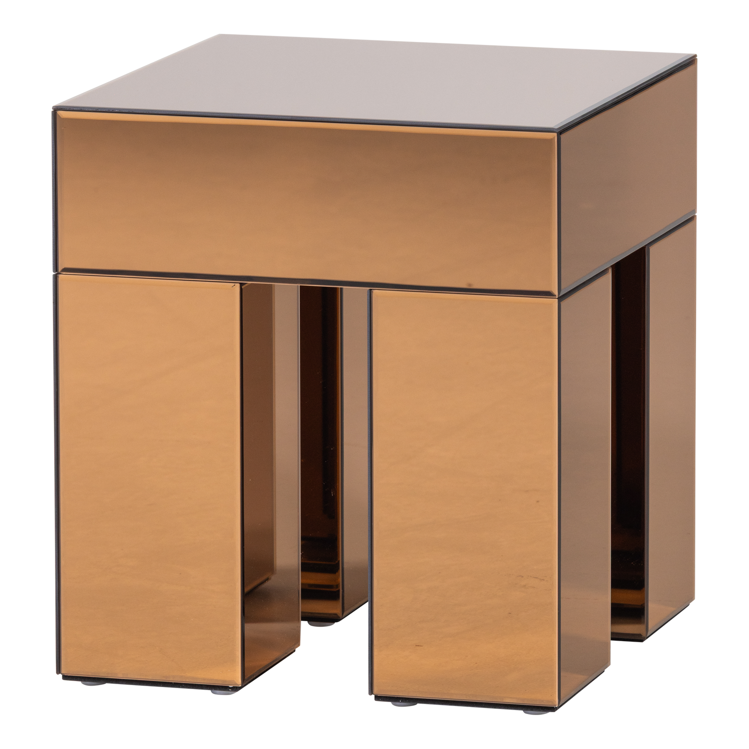 MIRROX SIDE TABLE WOOD MIRROR GLASS BROWN [fsc]