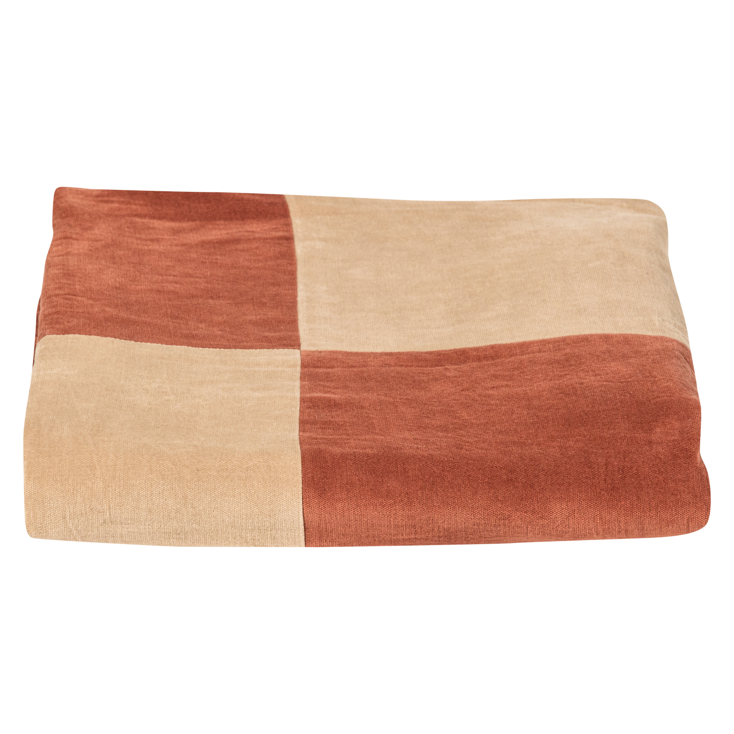 ZENA PLAID VELVET RUST BROWN/BEIGE
