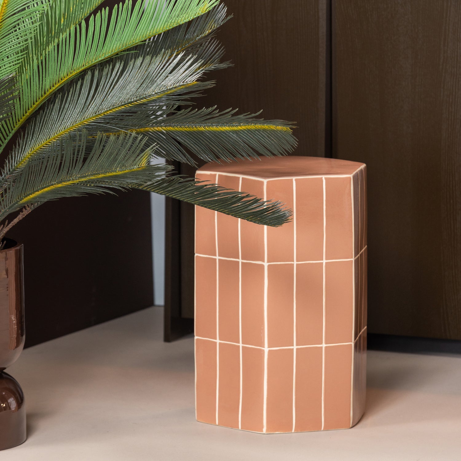 PLU DECORATIVE SIDE TABLE 54X38X32 CM CERAMIC OLD PINK