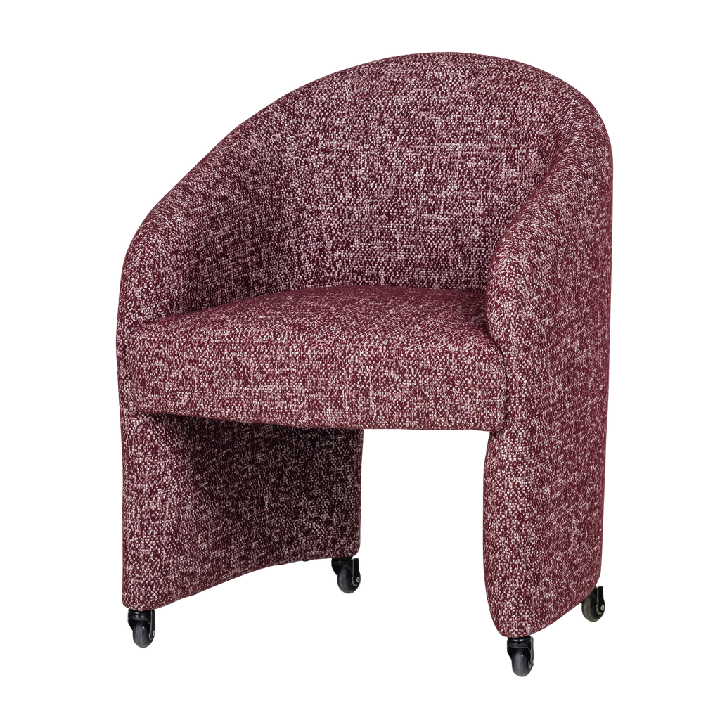 CORDO DINING CHAIR WITH WHEELS BURGUNDY RED MELANGE [fsc]