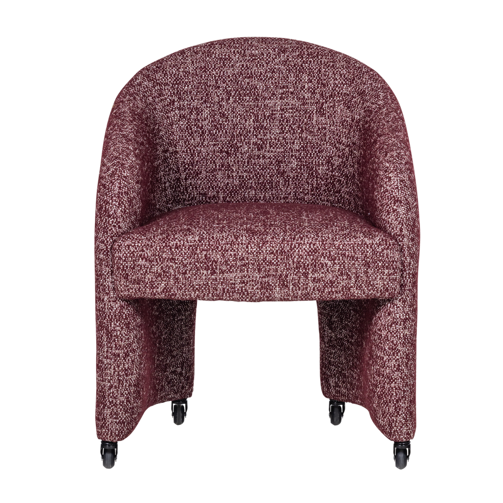 CORDO DINING CHAIR WITH WHEELS BURGUNDY RED MELANGE [fsc]