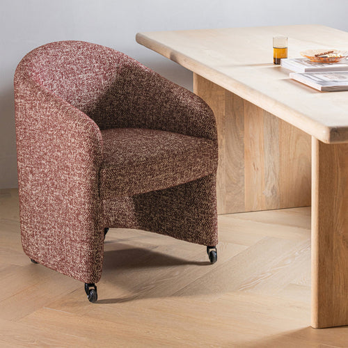 CORDO DINING CHAIR WITH WHEELS RUST BROWN MELANGE [fsc]