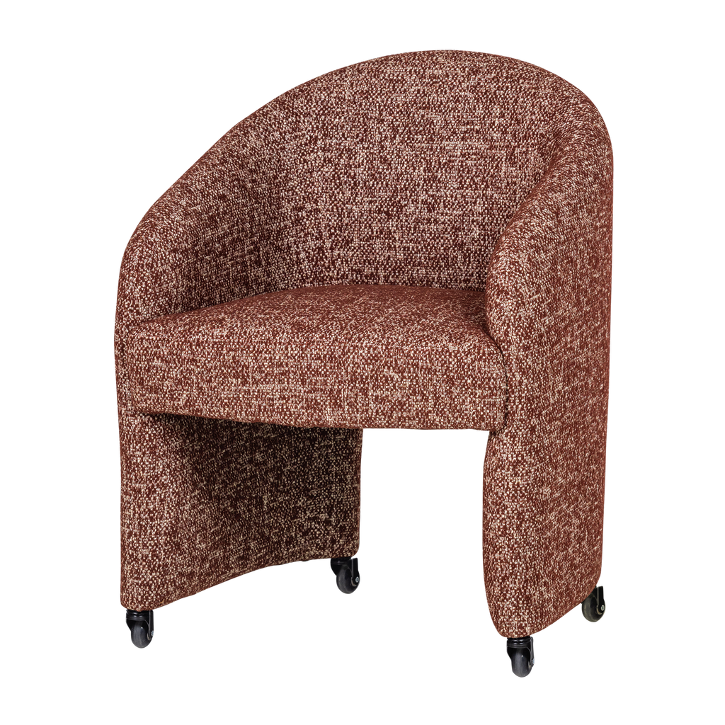 CORDO DINING CHAIR WITH WHEELS RUST BROWN MELANGE [fsc]