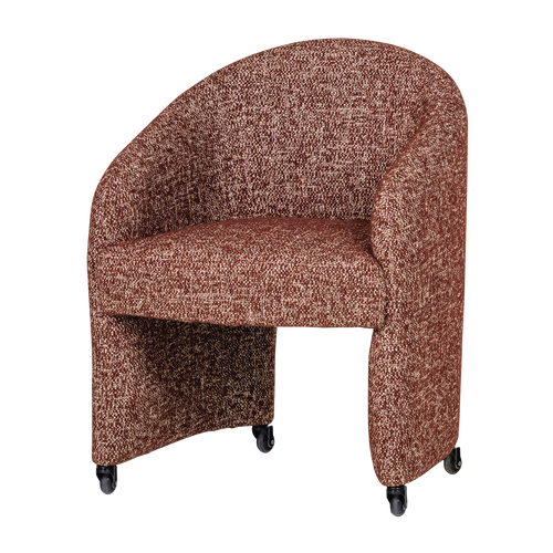 CORDO DINING CHAIR WITH WHEELS RUST BROWN MELANGE [fsc]