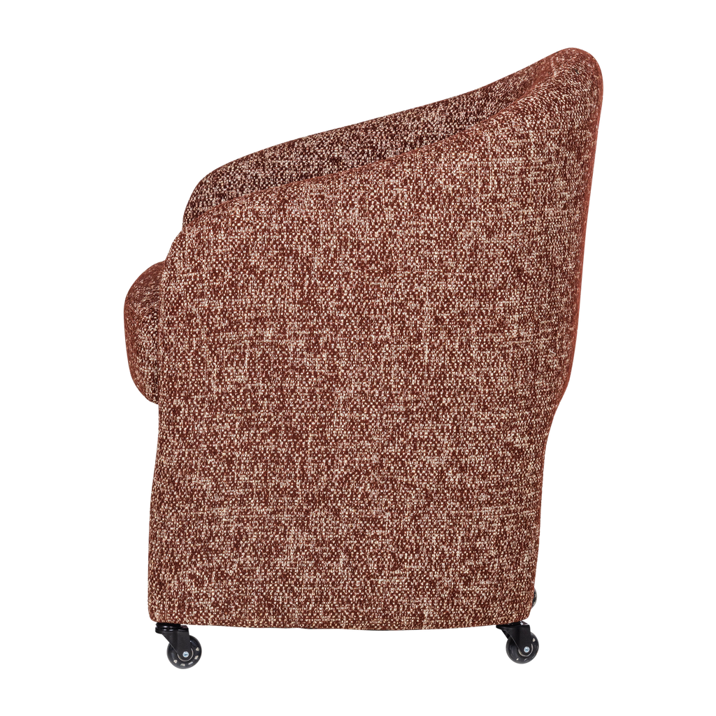 CORDO DINING CHAIR WITH WHEELS RUST BROWN MELANGE [fsc]