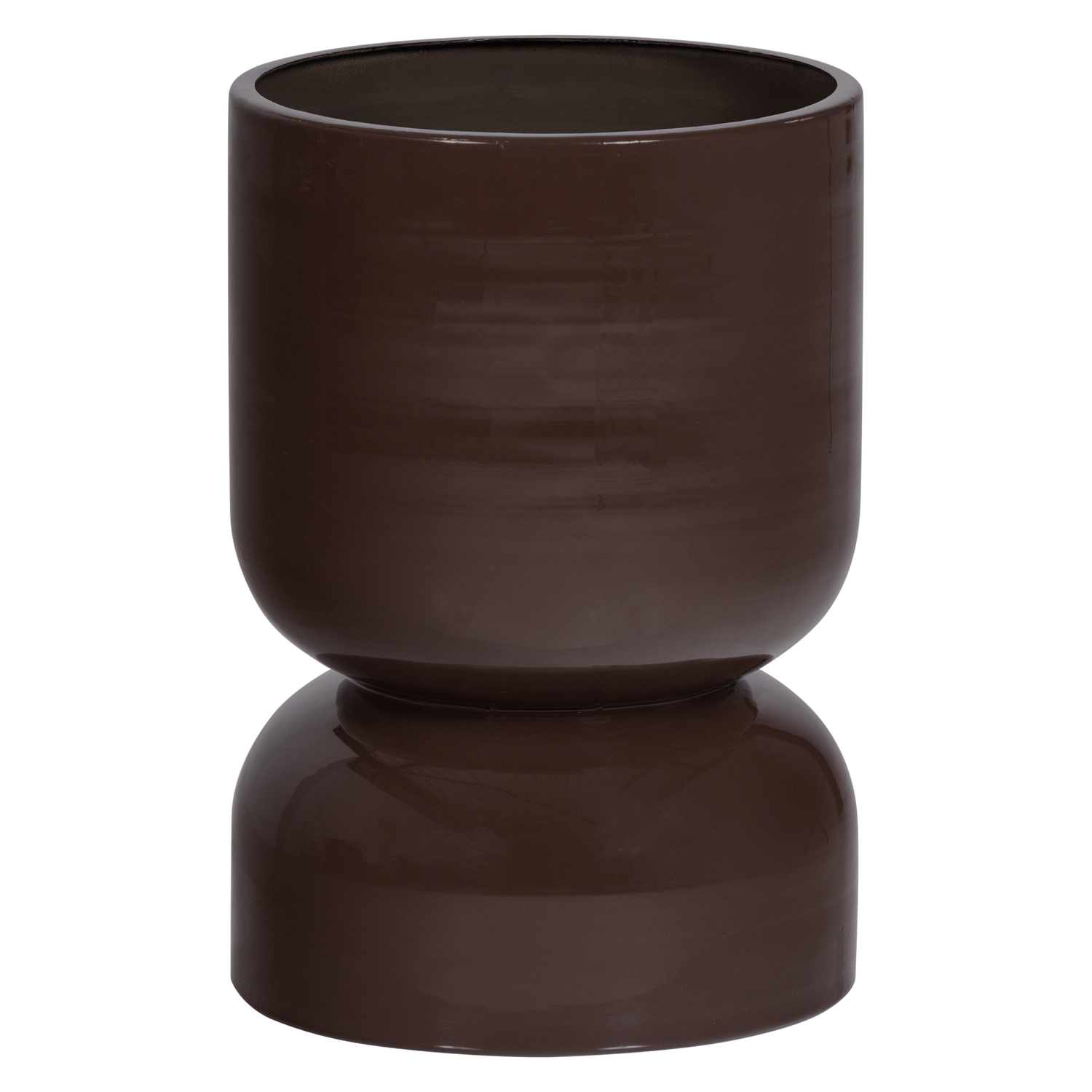 TOVAL PLANT POT LOW METAL HIGH GLOSS PURPLE/BROWN
