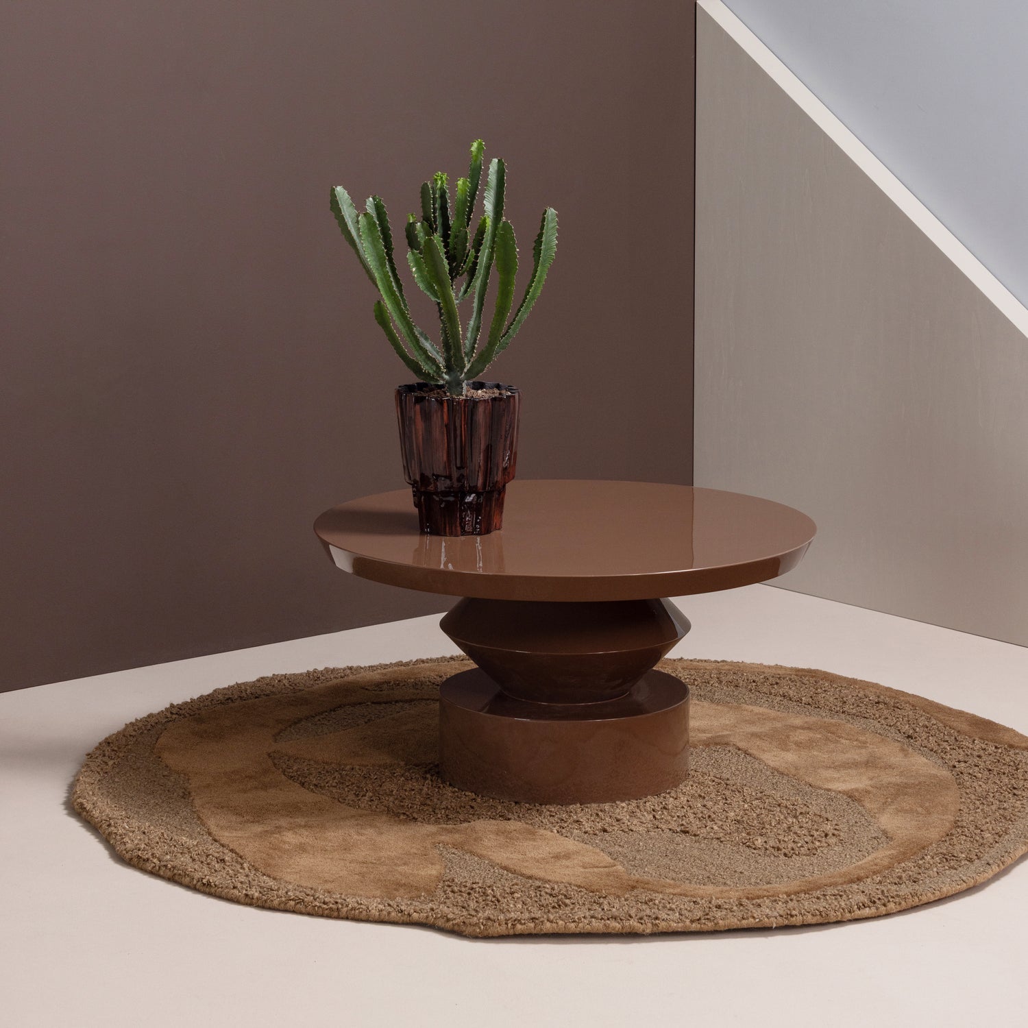 AUREN COFFEE TABLE WOOD HIGH GLOSS BROWN [fsc]