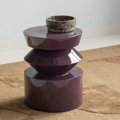 AUREN SIDE TABLE WOOD HIGH GLOSS PURPLE/BROWN [fsc]