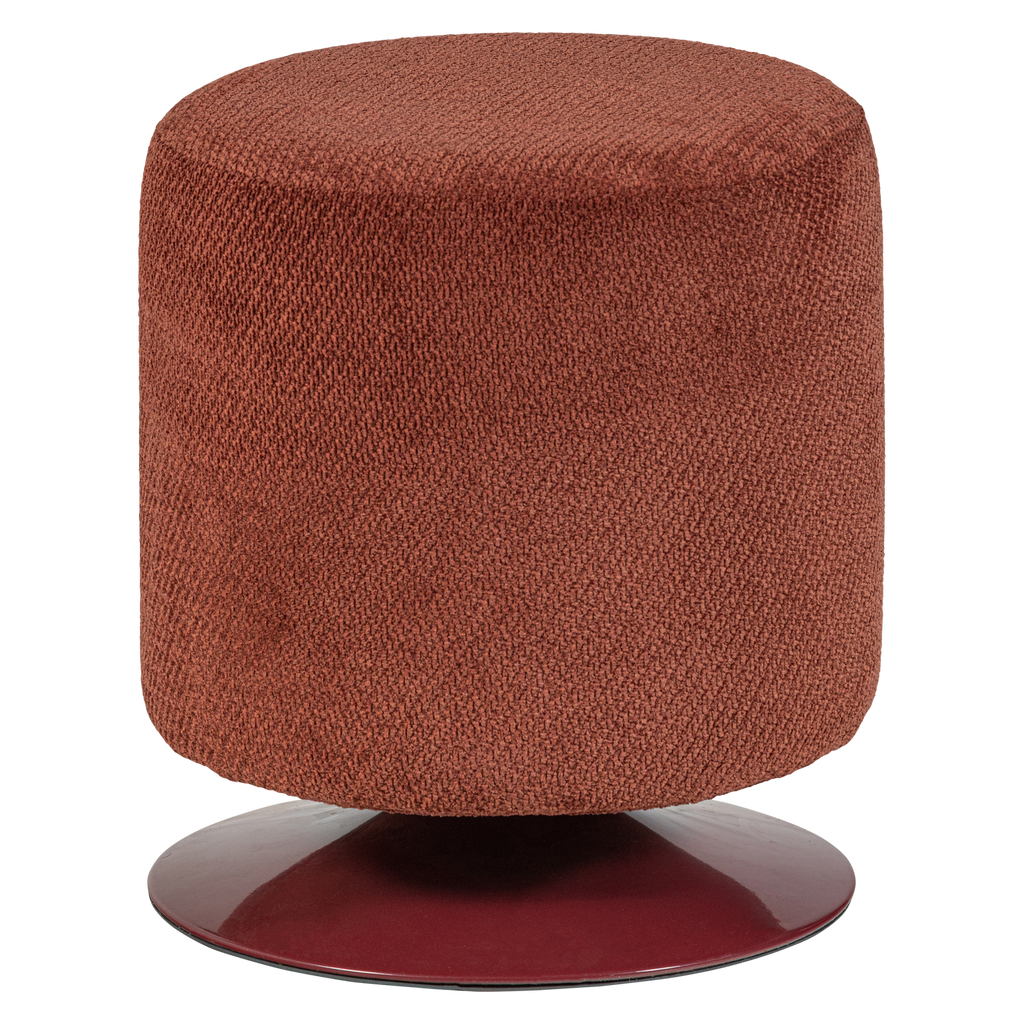 ISLEN POUF WITH SWIVEL BASE BOUCLE BURGUNDY RED