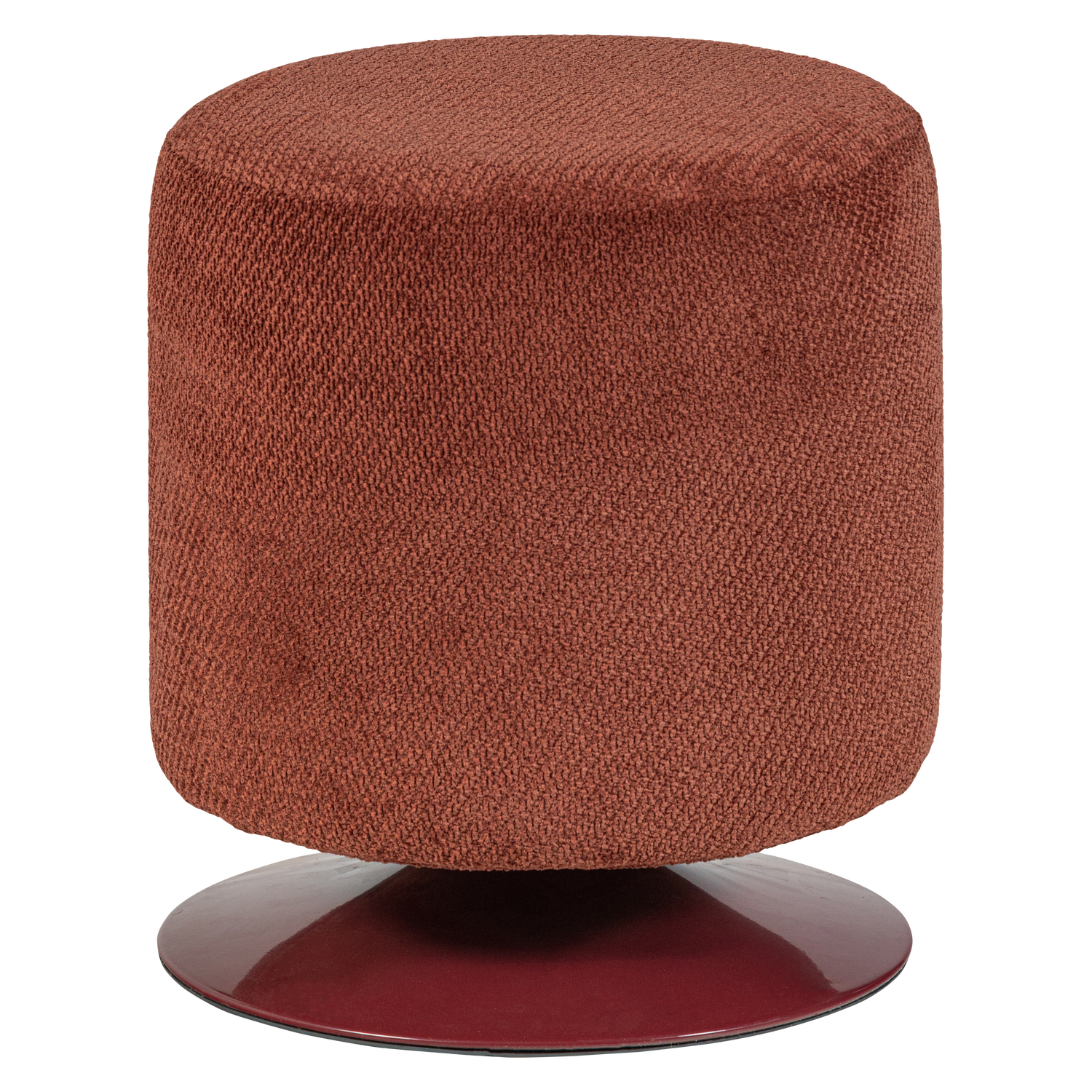 ISLEN POUF WITH SWIVEL BASE BOUCLE BURGUNDY RED