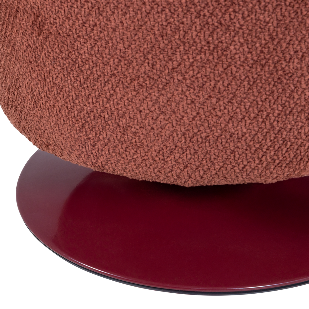 ISLEN POUF WITH SWIVEL BASE BOUCLE BURGUNDY RED
