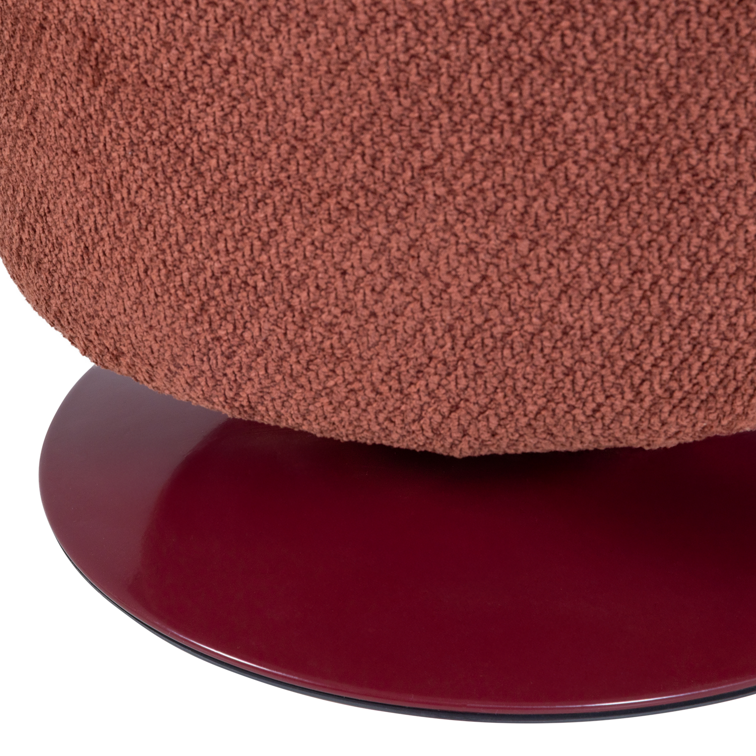 ISLEN POUF WITH SWIVEL BASE BOUCLE BURGUNDY RED