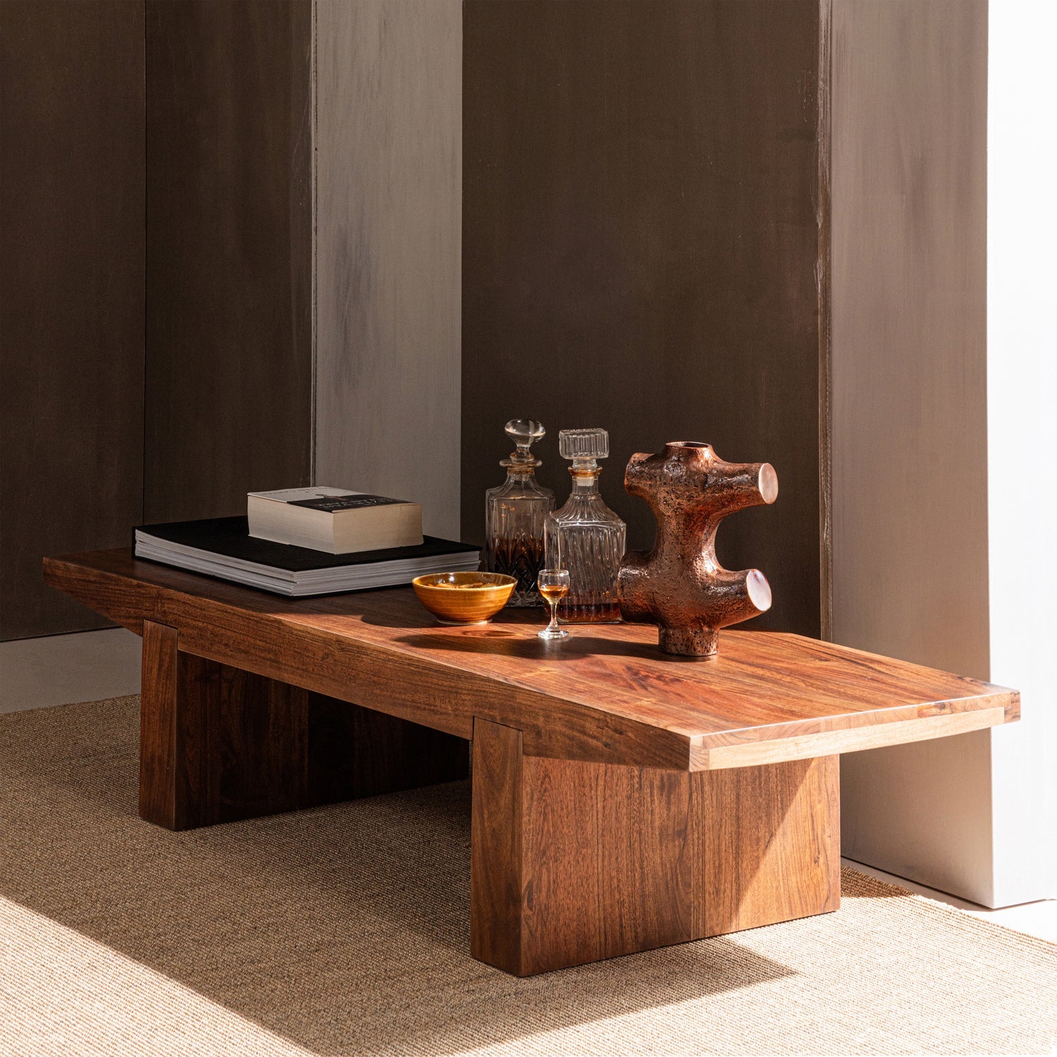ERON COFFEE TABLE ACACIA WOOD BROWN