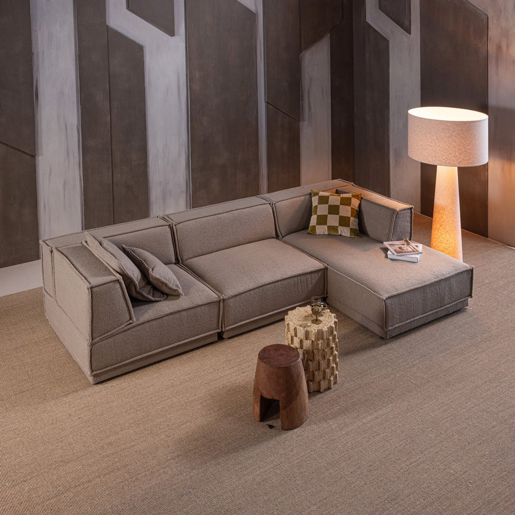 MANU CHAISE LONGUE SOFA RIGHT COARSE CHENILLE NATURAL [fsc]