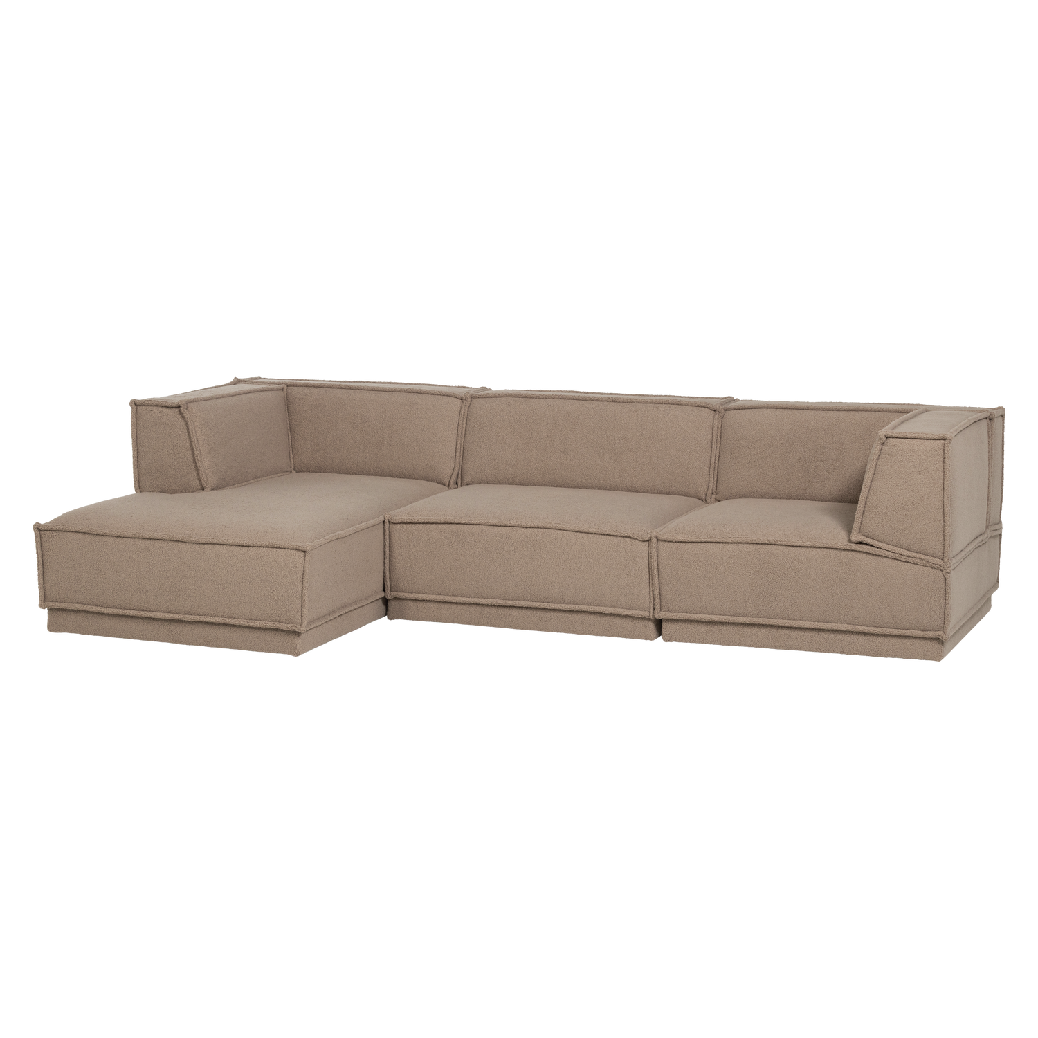 MANU CHAISE LONGUE SOFA LEFT TEDDY TAUPE [fsc]