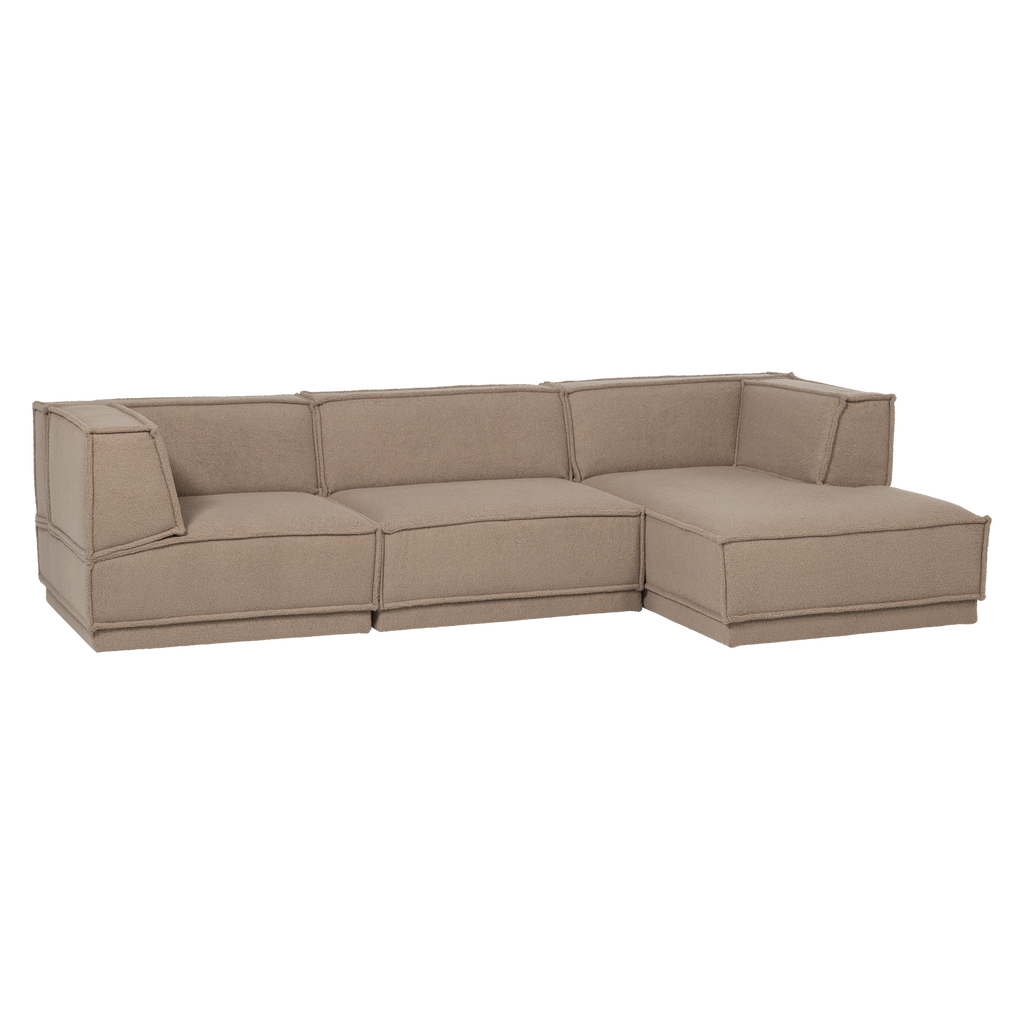 MANU CHAISE LONGUE SOFA RIGHT TEDDY TAUPE [fsc]