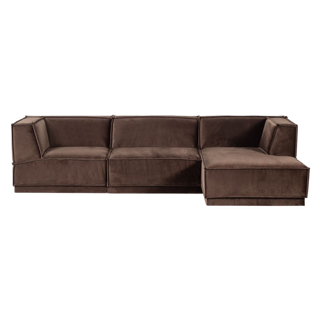 MANU CHAISE LONGUE SOFA RIGHTVELVET BROWN [fsc]