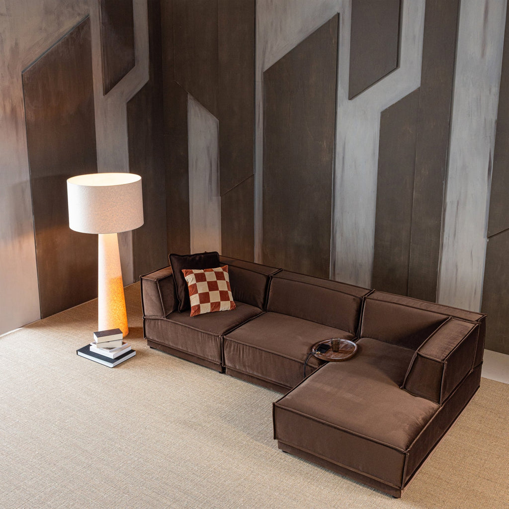 MANU CHAISE LONGUE SOFA RIGHTVELVET BROWN [fsc]