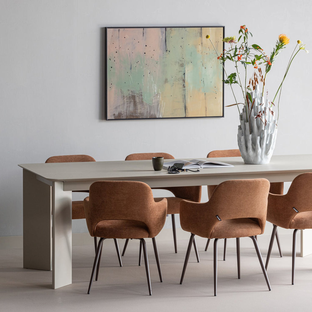 JENNY DINING CHAIR WOVEN FABRIC BROWN