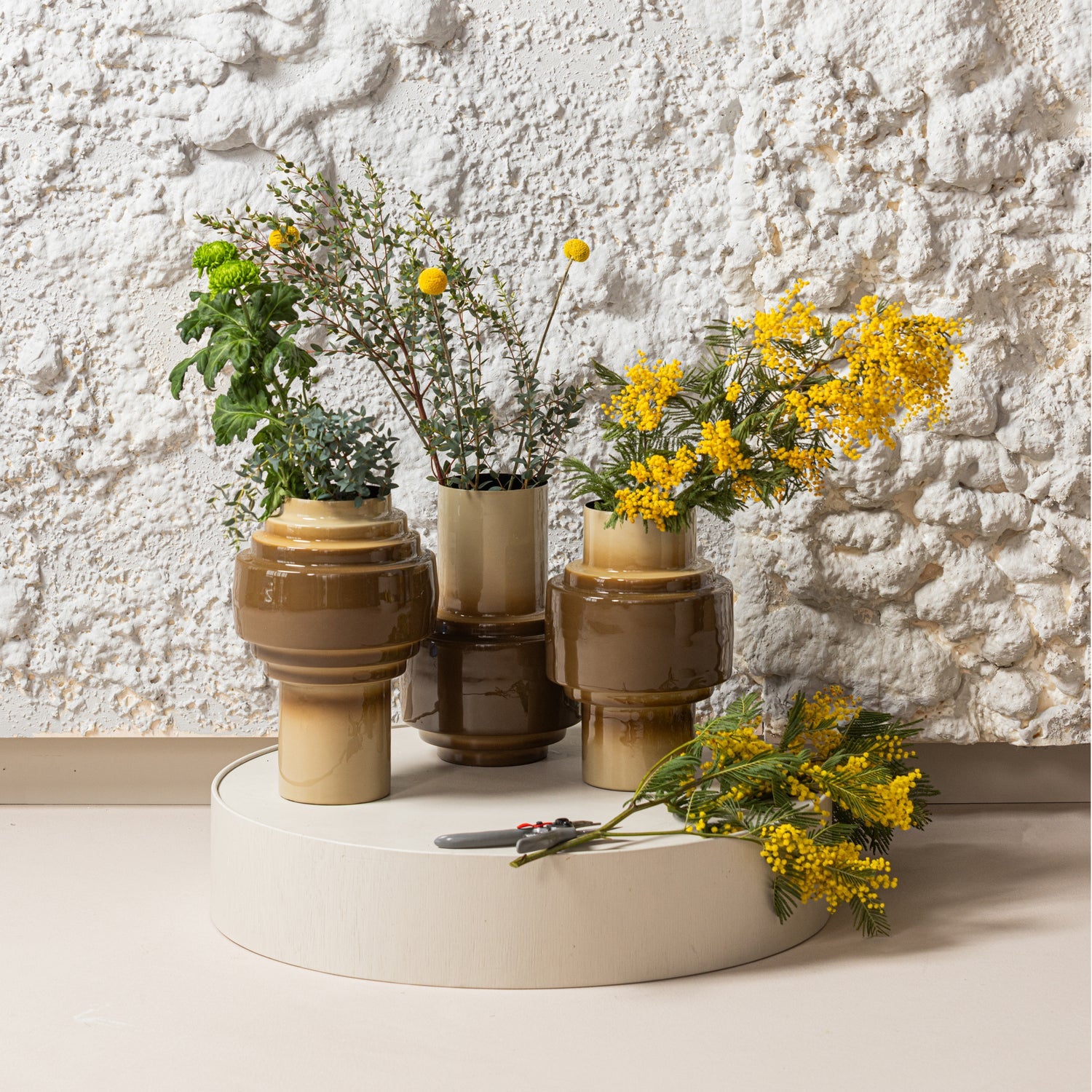 ORBA VASE 32X22 CM METAL HIGH GLOSS SAND