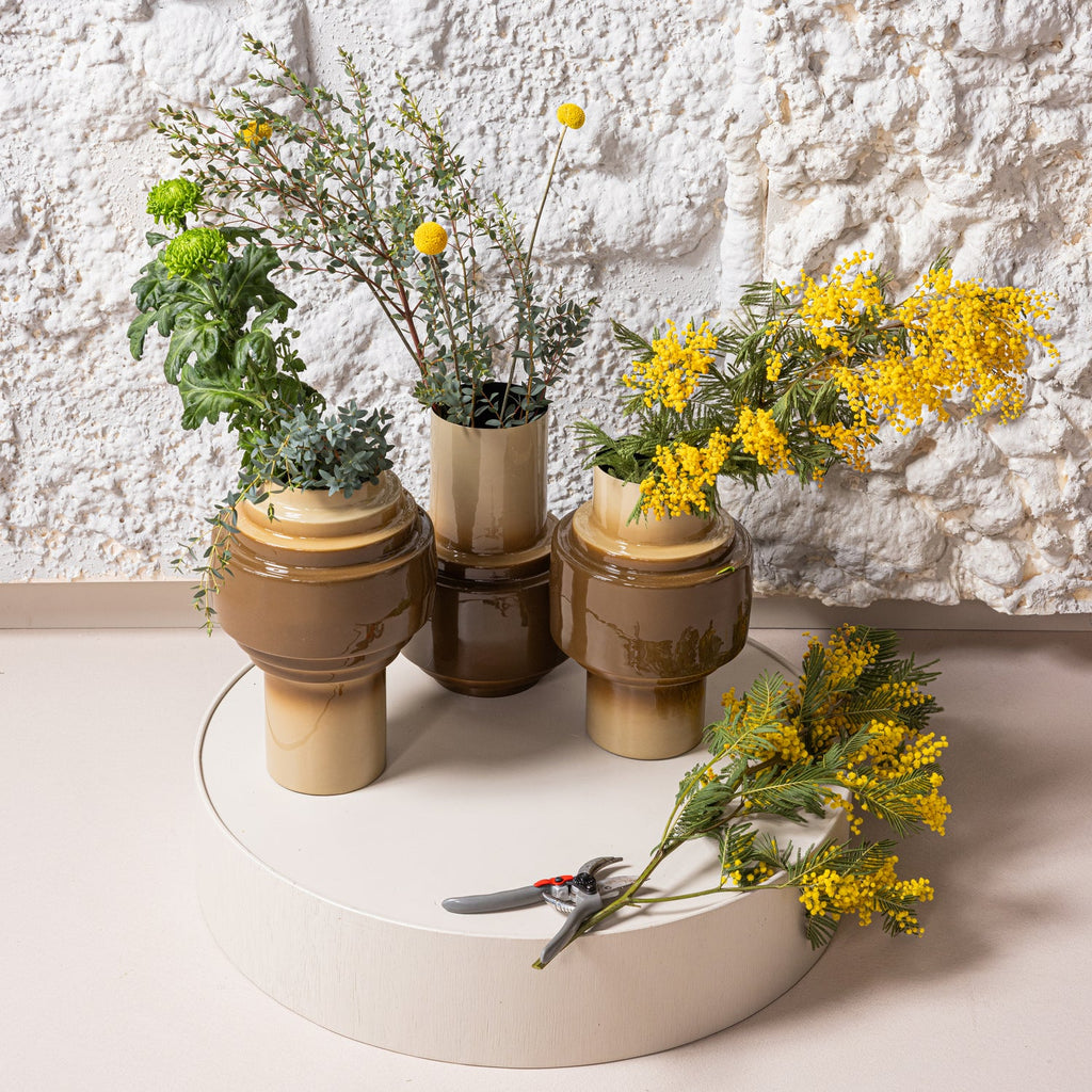 ORBA VASE 32X22 CM METAL HIGH GLOSS SAND