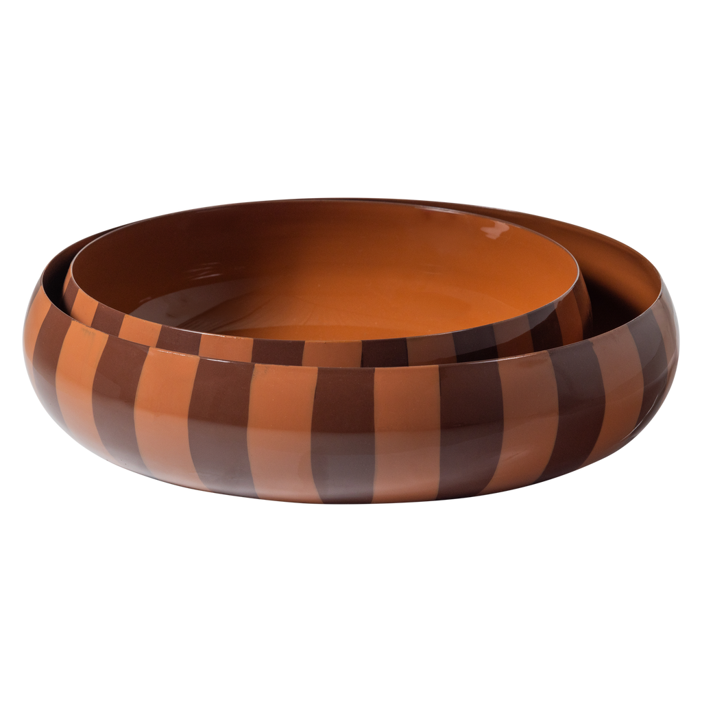 ORBA BOWL METAL HIGH GLOSS STRIPES BROWN/PINK