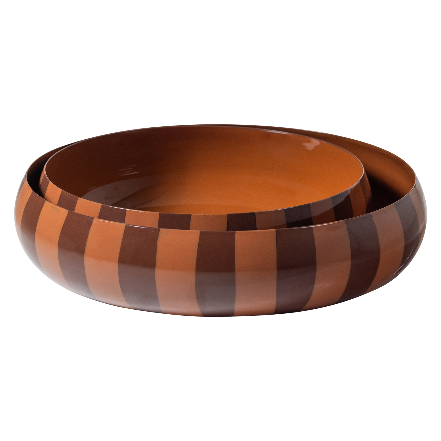 ORBA BOWL METAL HIGH GLOSS STRIPES BROWN/PINK