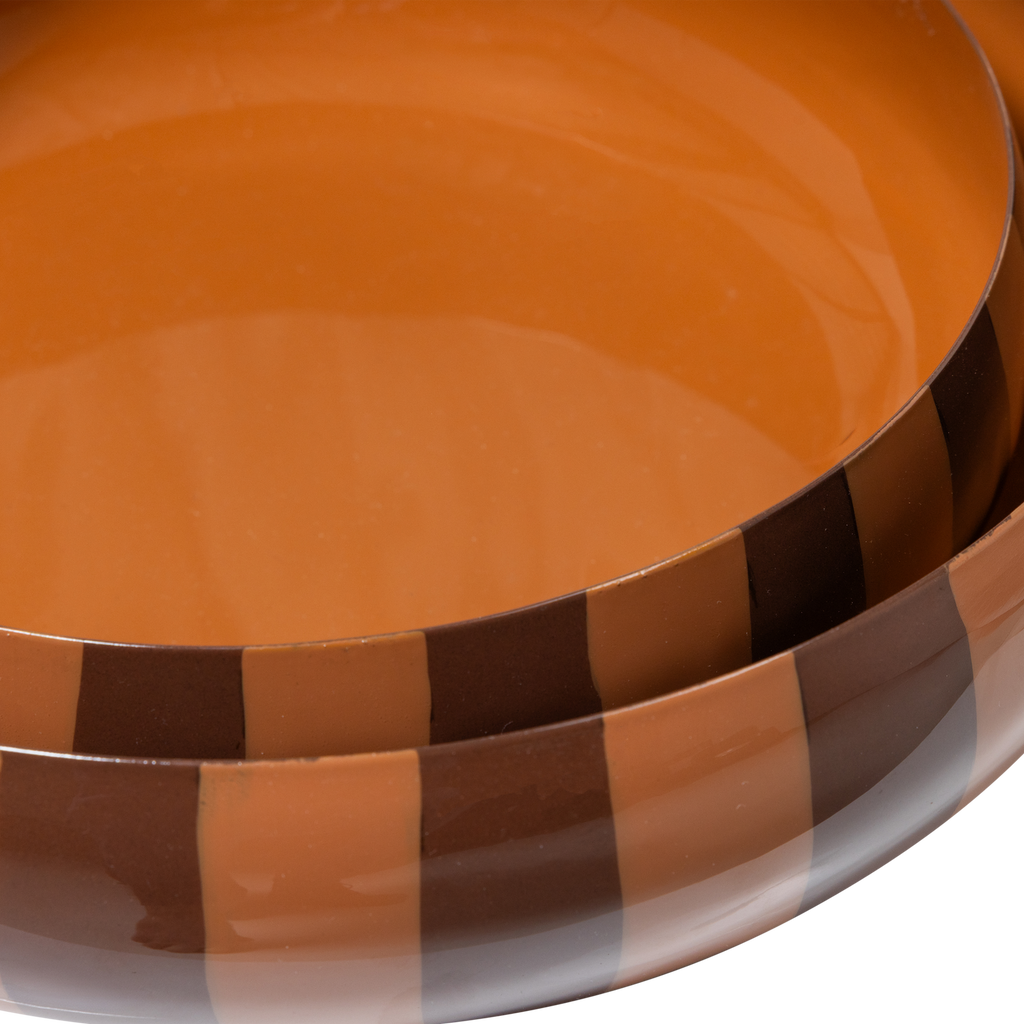 ORBA BOWL METAL HIGH GLOSS STRIPES BROWN/PINK