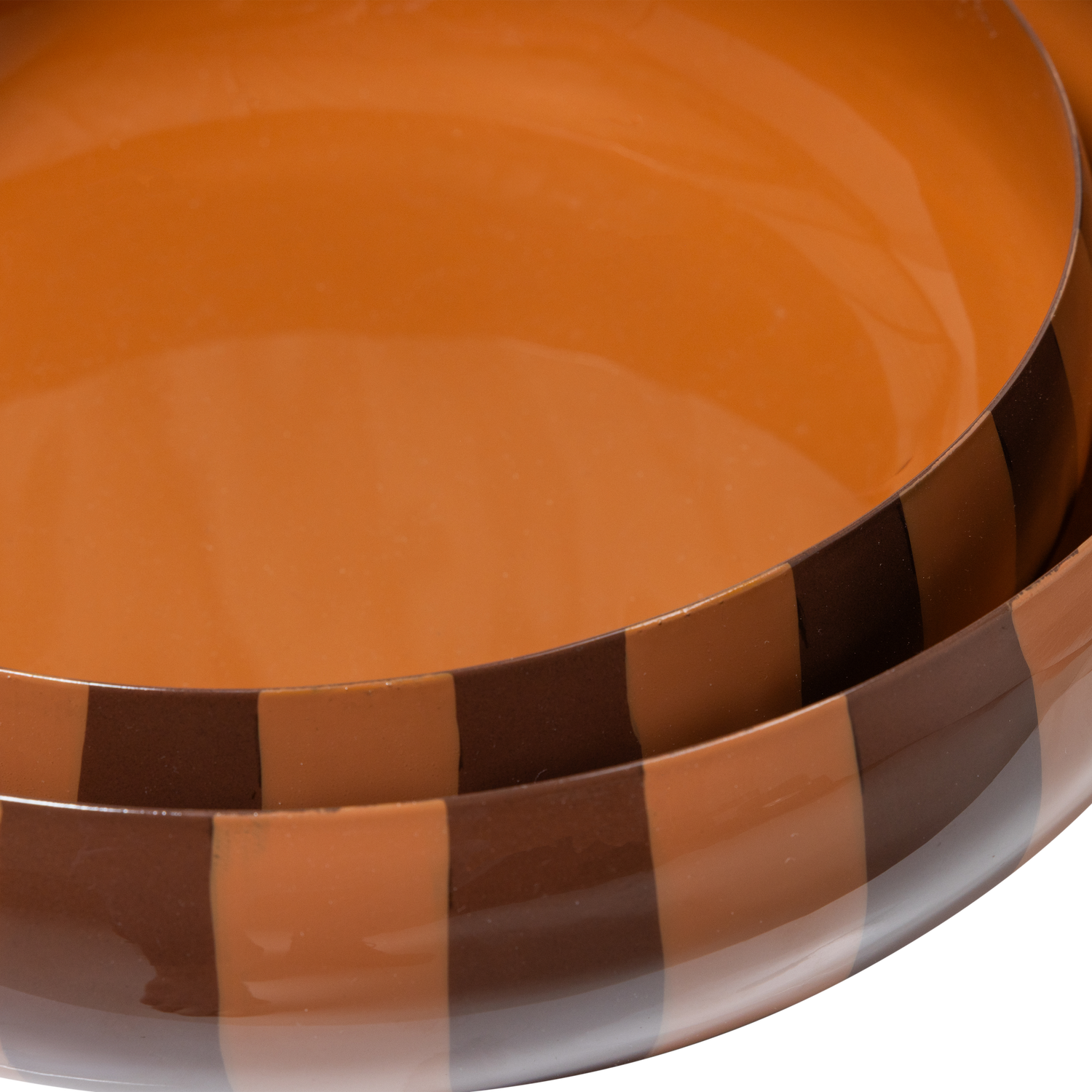 ORBA BOWL METAL HIGH GLOSS STRIPES BROWN/PINK