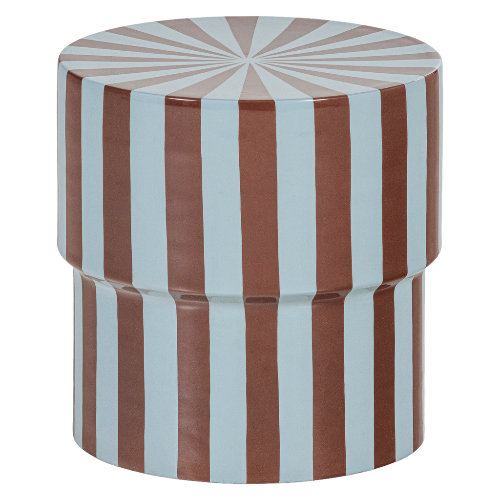 OLIA SIDE TABLE METAL HIGH GLOSS STRIPES BROWN/BLUE