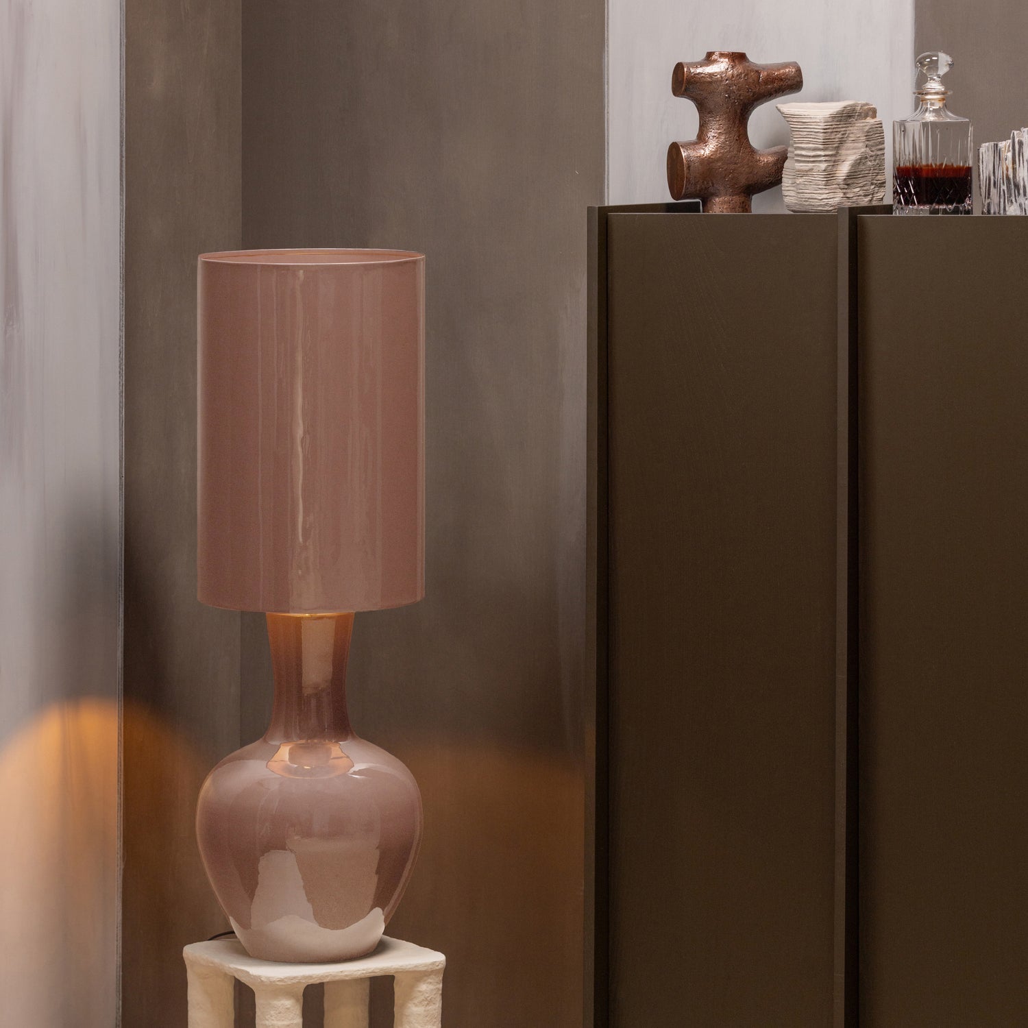 LOA TABLE LAMP XL METAL HIGH GLOSS LIGHT PINK