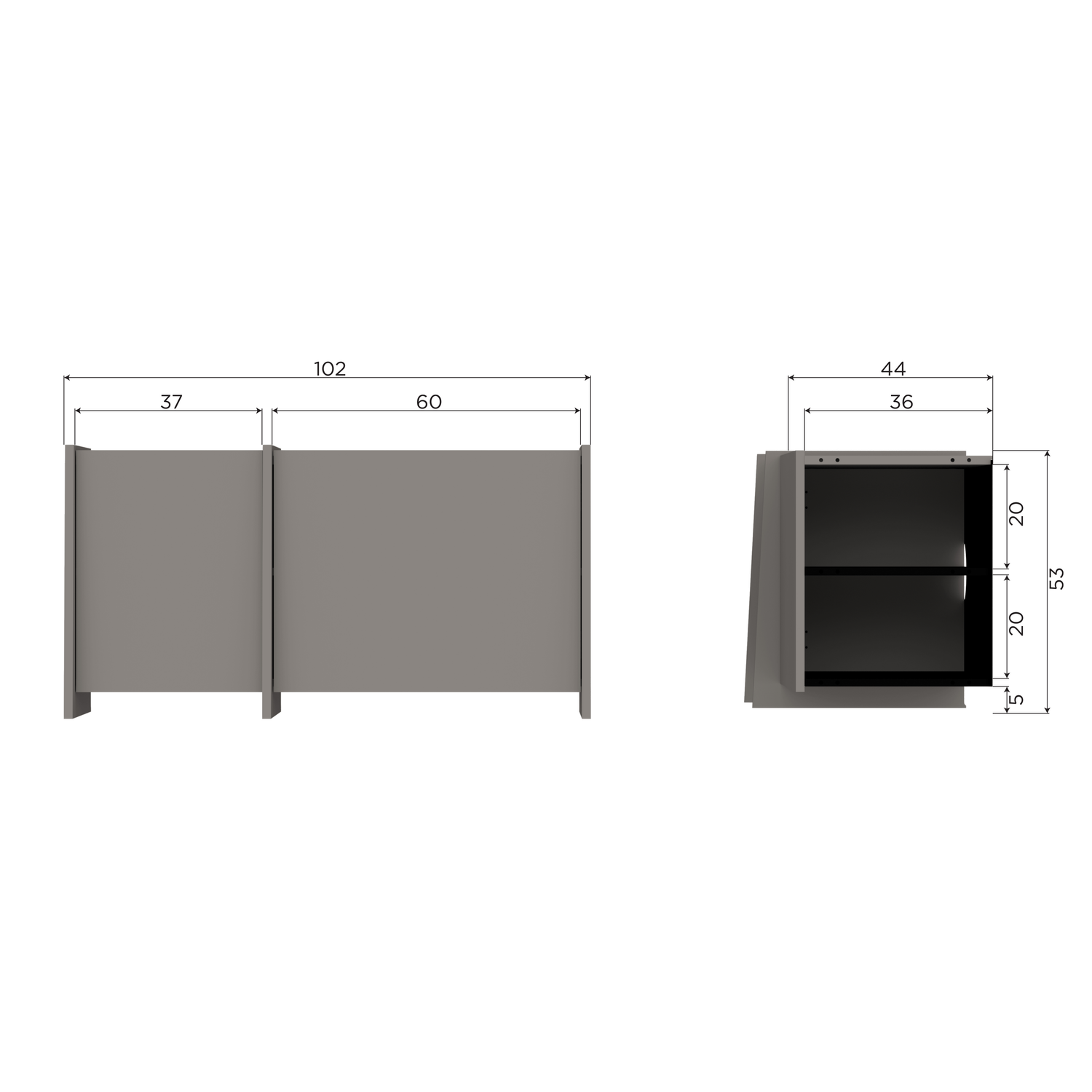 BROCK TV UNIT 102 CM ASH VENEER WARM GREY [fsc]