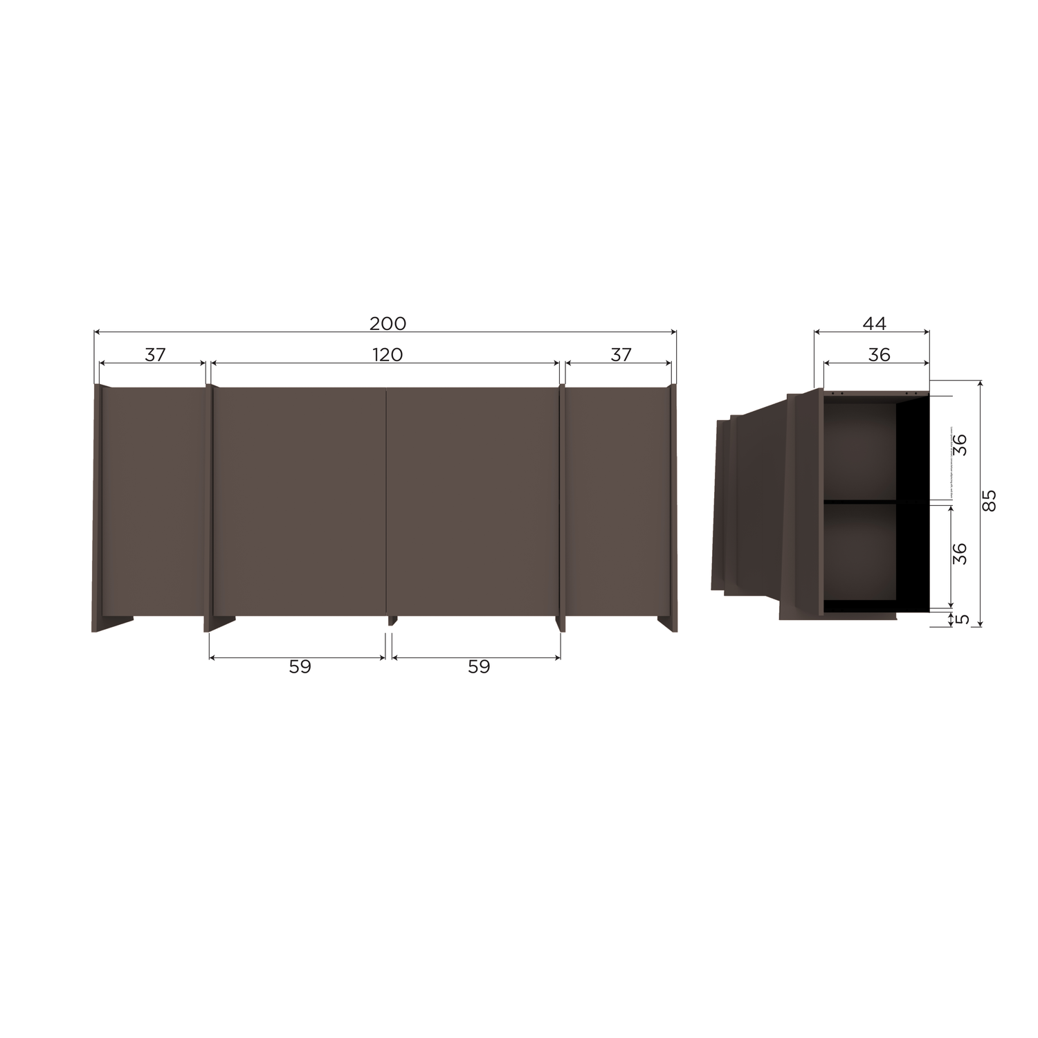 BROCK SIDEBOARD 200 CM ASH VENEER MID BROWN [fsc]