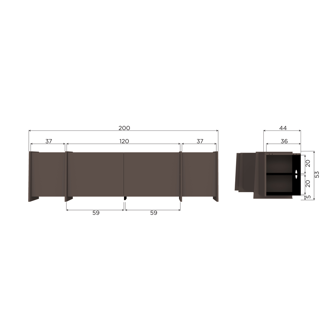 BROCK TV UNIT 200 CM ASH VENEER MID BROWN [fsc]