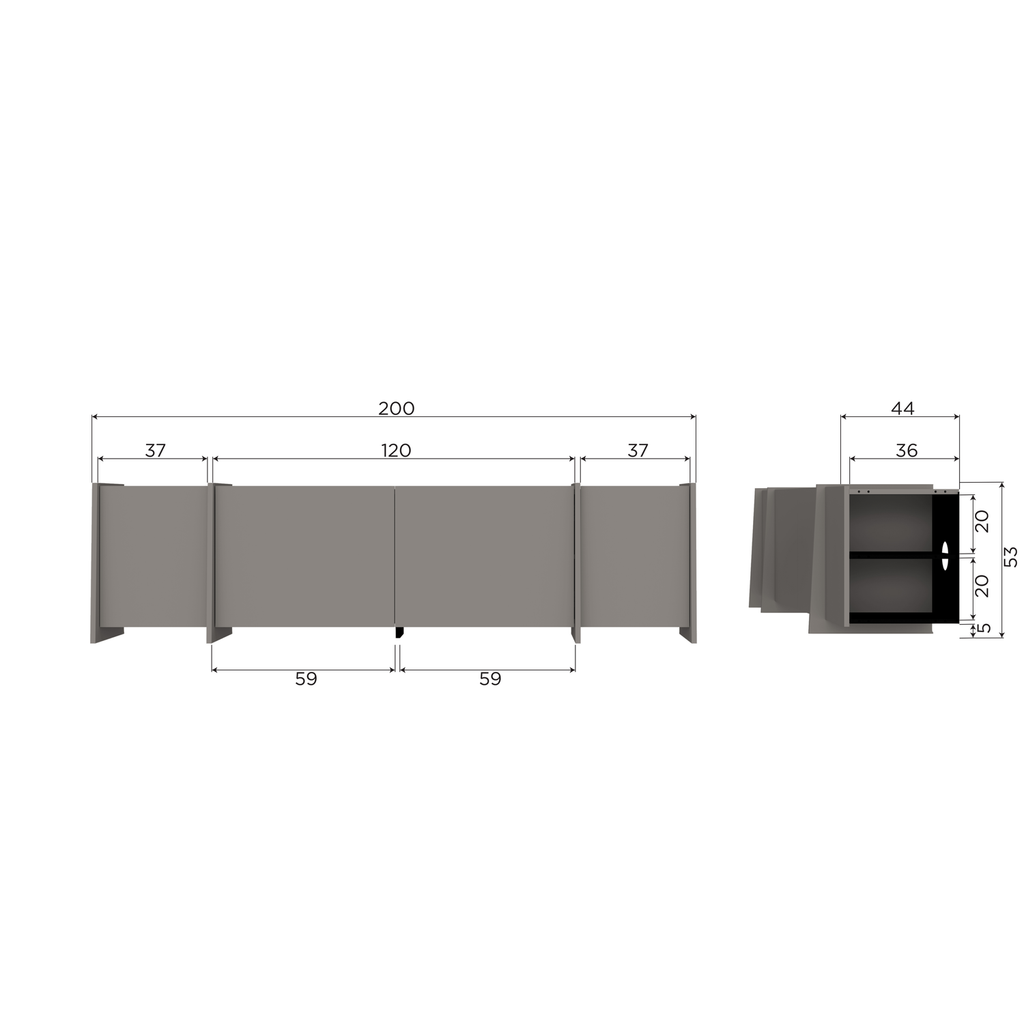 BROCK TV UNIT 200 CM ASH VENEER WARM GREY [fsc]